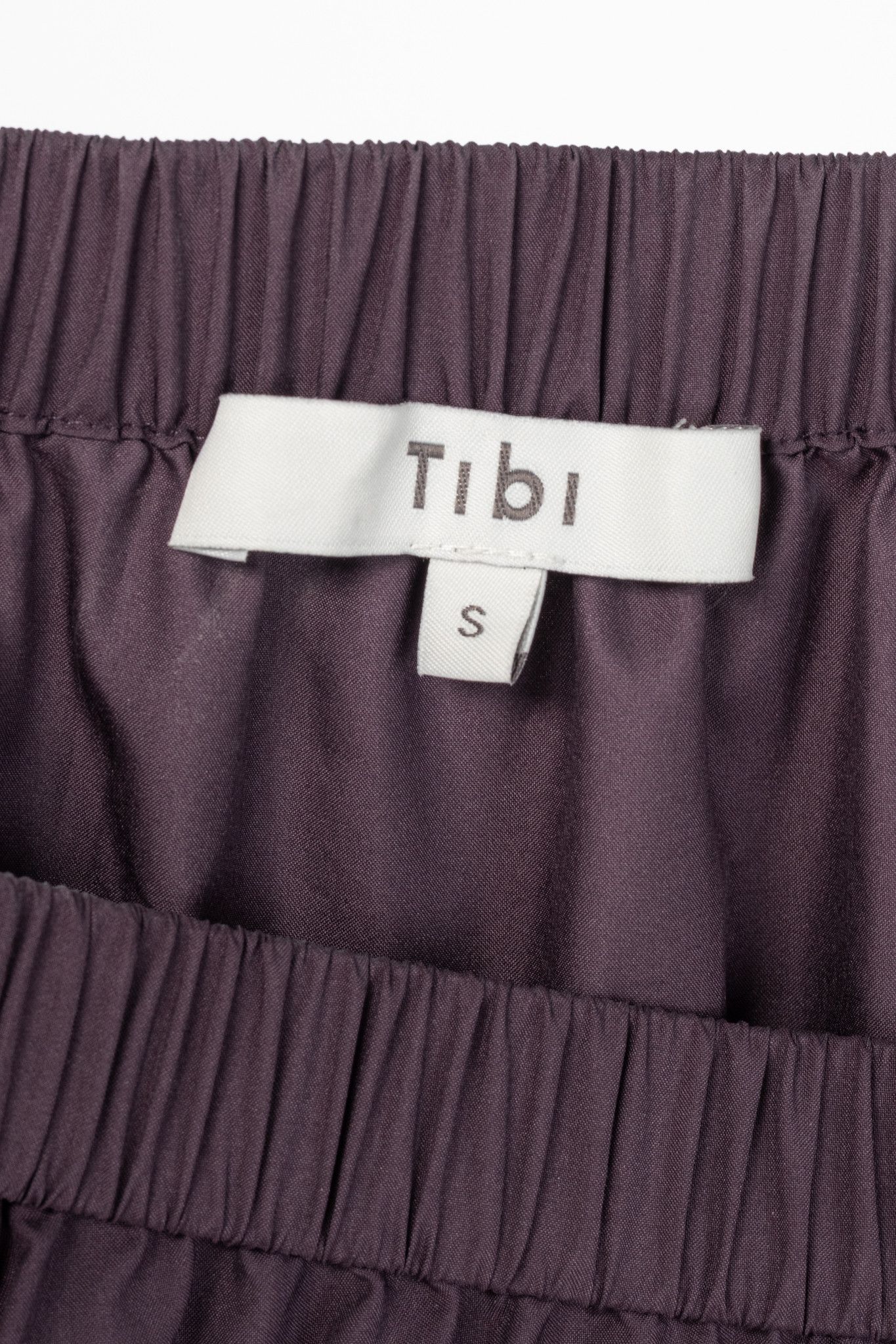 Tibi Tibi Aubergine Shirred Nylon Paneled Midi Skirt Size 29" - 6 Thumbnail