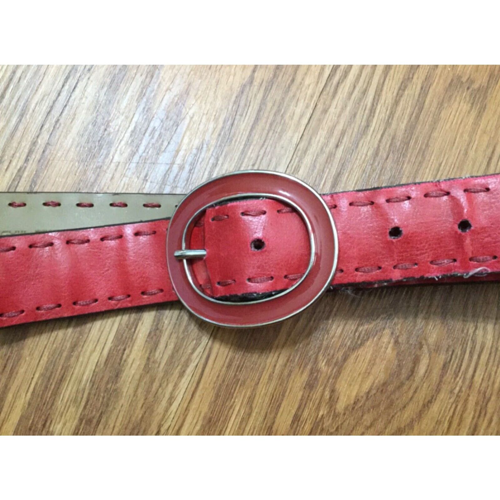 X-LARGE WOMEN'S RED DRESS BELT XL MAN MADE WITH RED BUCKLE Size ONE SIZE - 5 Thumbnail
