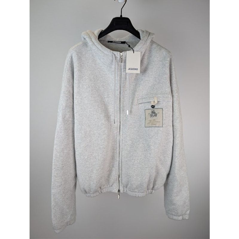 Jacquemus o1rshd1 Oversized Zip-Up Torneo Hoodie in Athletic Club Grey Size US XL / EU 56 / 4 - 3 Thumbnail