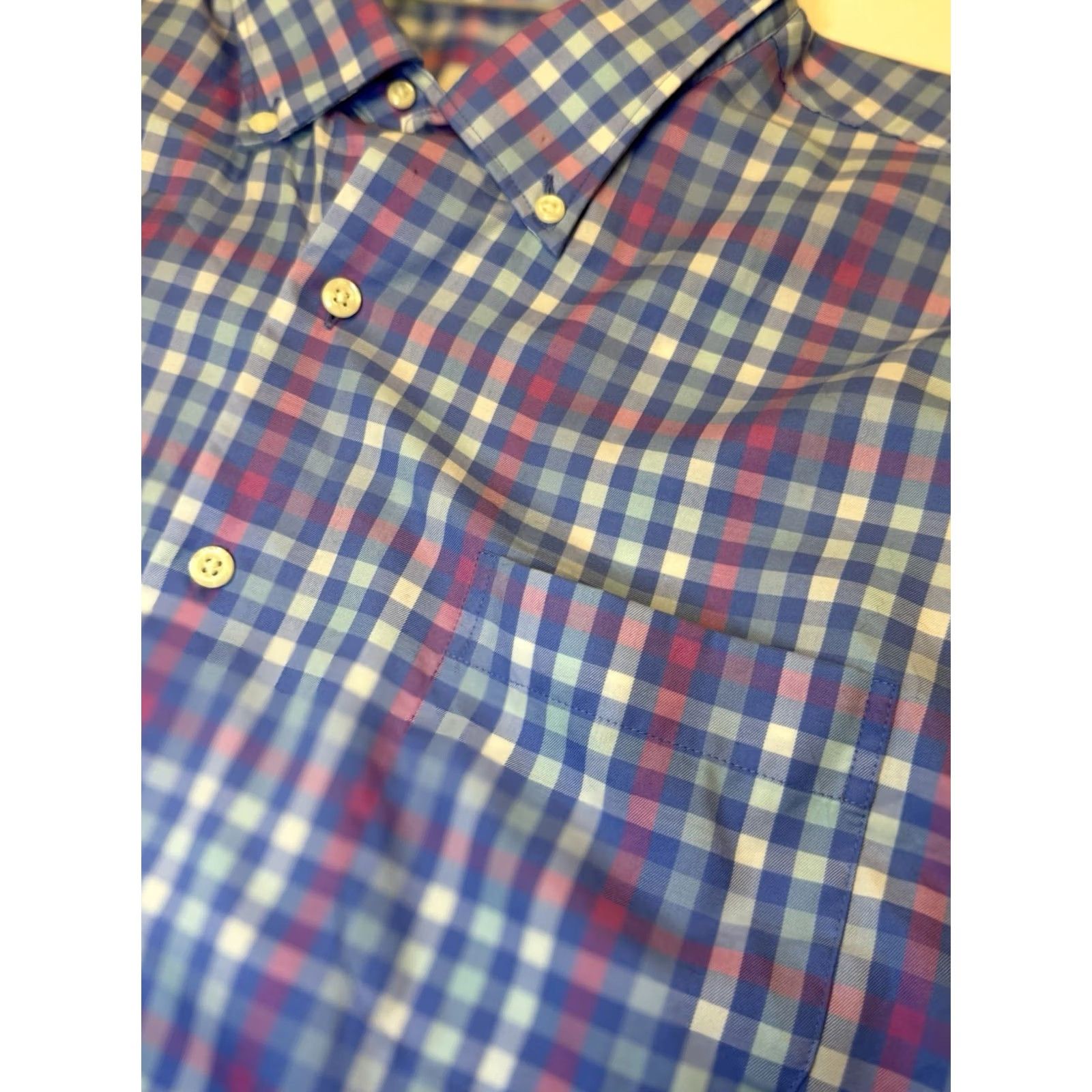 Peter Millar Peter Millar Shirt Button-Up Long Sleeve Blue Pink Plaid Checkered Print Casual, Workwear, Travel Large Men Size US L / EU 52-54 / 3 - 3 Thumbnail