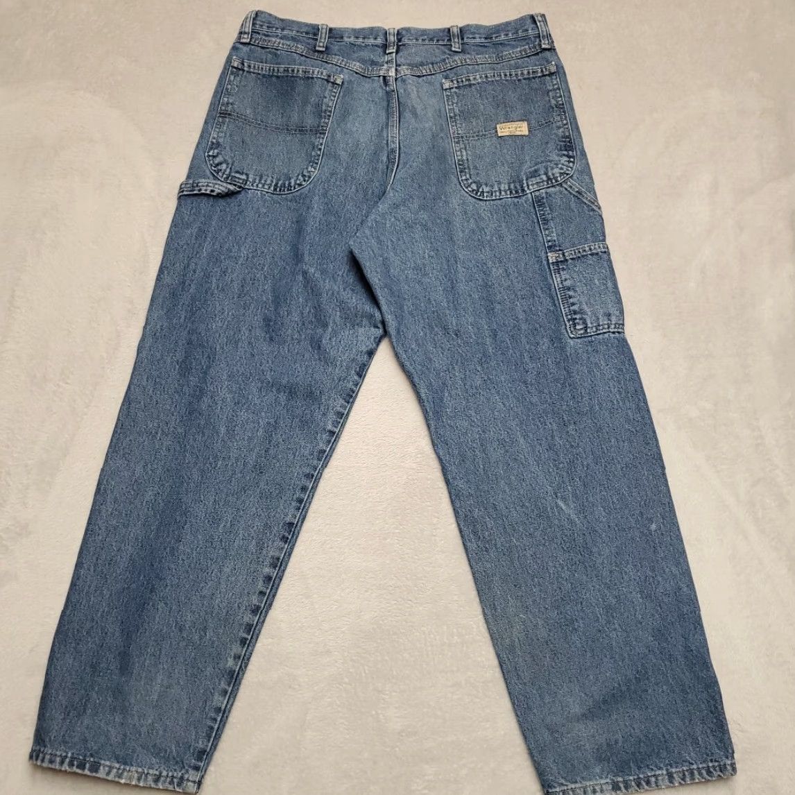 Wrangler VINTAGE Wrangler Jeans Mens 36x30 Blue Denim Carpenter Cargo Relaxed Baggy Retro Pants Size US 36 / EU 52 - 7 Thumbnail