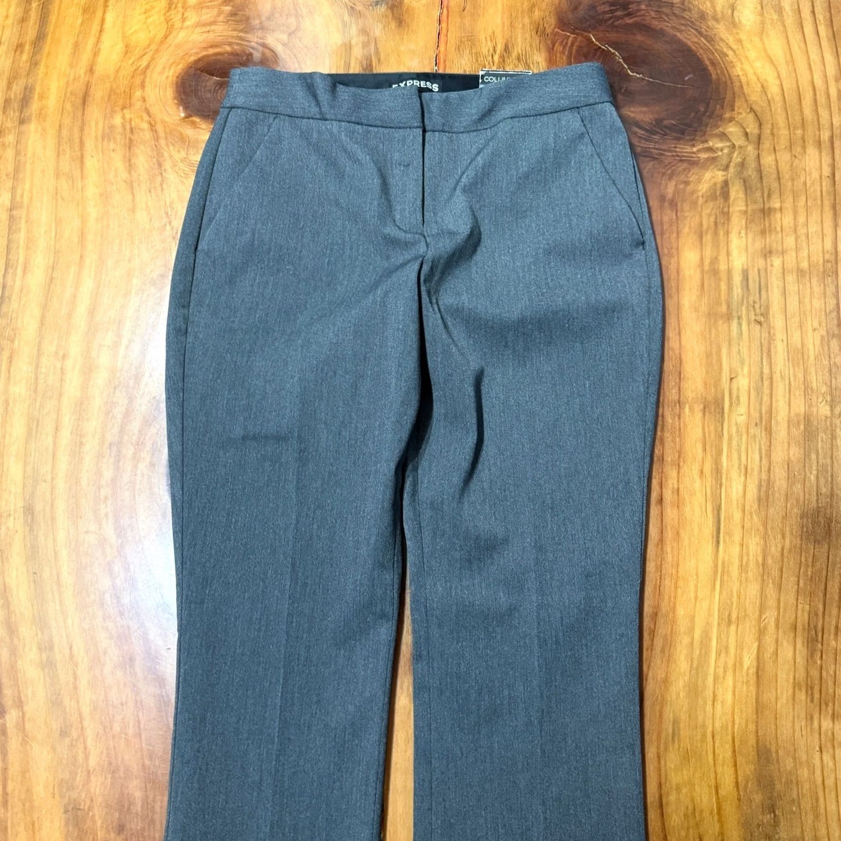 Express Express Pants Women City Dress Pants Mid Rise 6 Solid Knit Polyester Gray 30in Inseam 30in Size 30" / US 8 / IT 44 - 3 Thumbnail