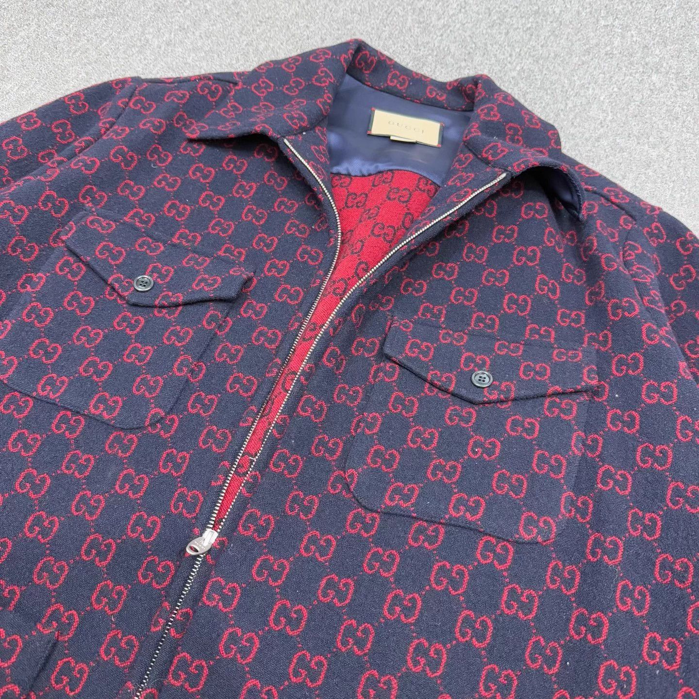 Gucci Gucci GG monogram allover black red wool jacket NWT 48 EU Size US M / EU 48-50 / 2 - 3 Thumbnail