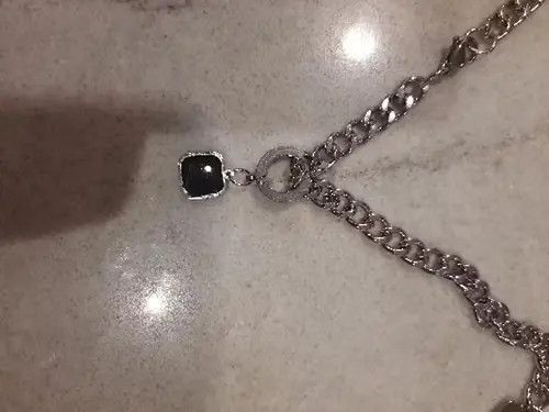 Japanese Brand Stainless Steel Chain Black Square Pendant Necklace Size ONE SIZE - 4 Thumbnail