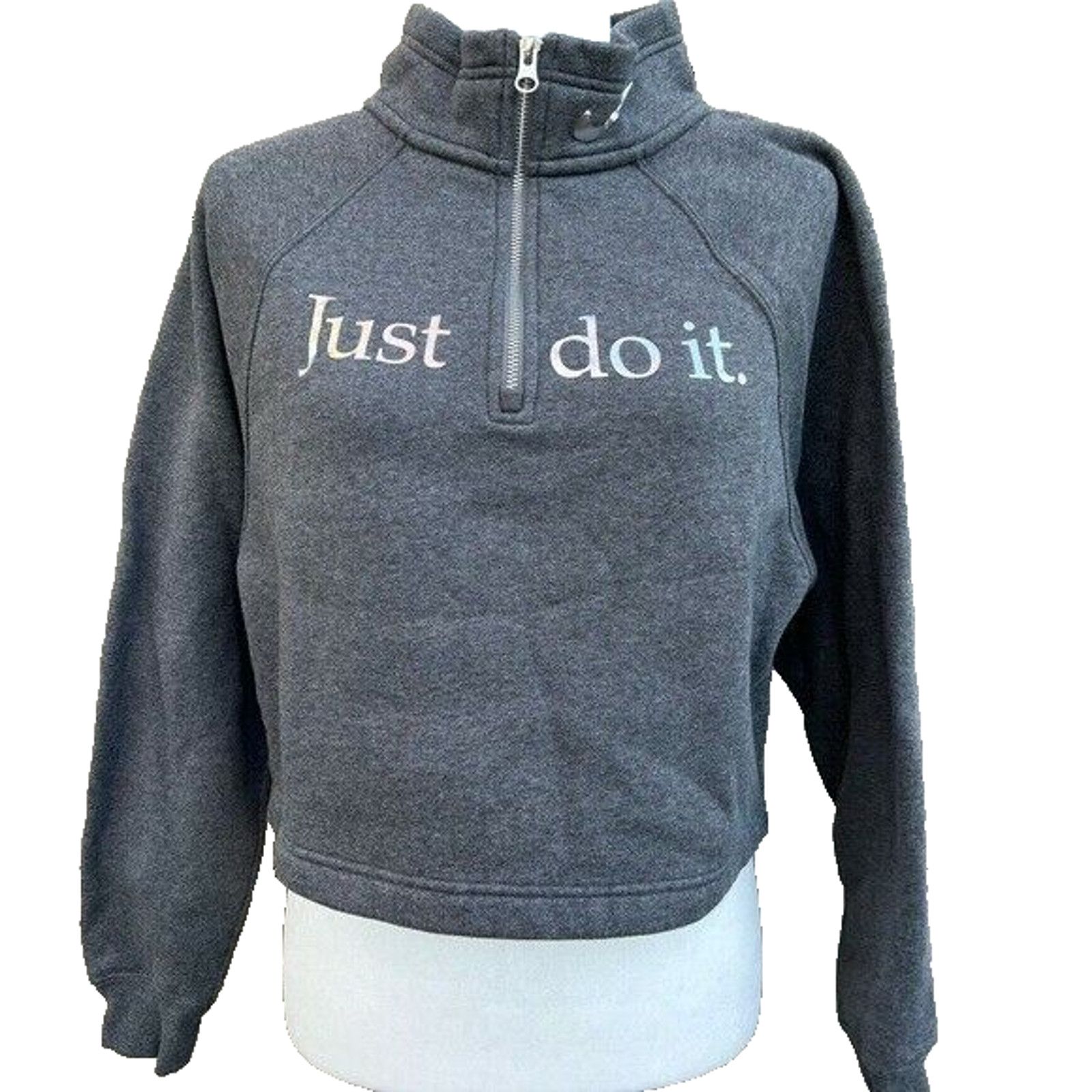 Nike Nike Women's Grey Cropped French Terry Top size S A000236 Size S / US 4 / IT 40 - 1 Thumbnail