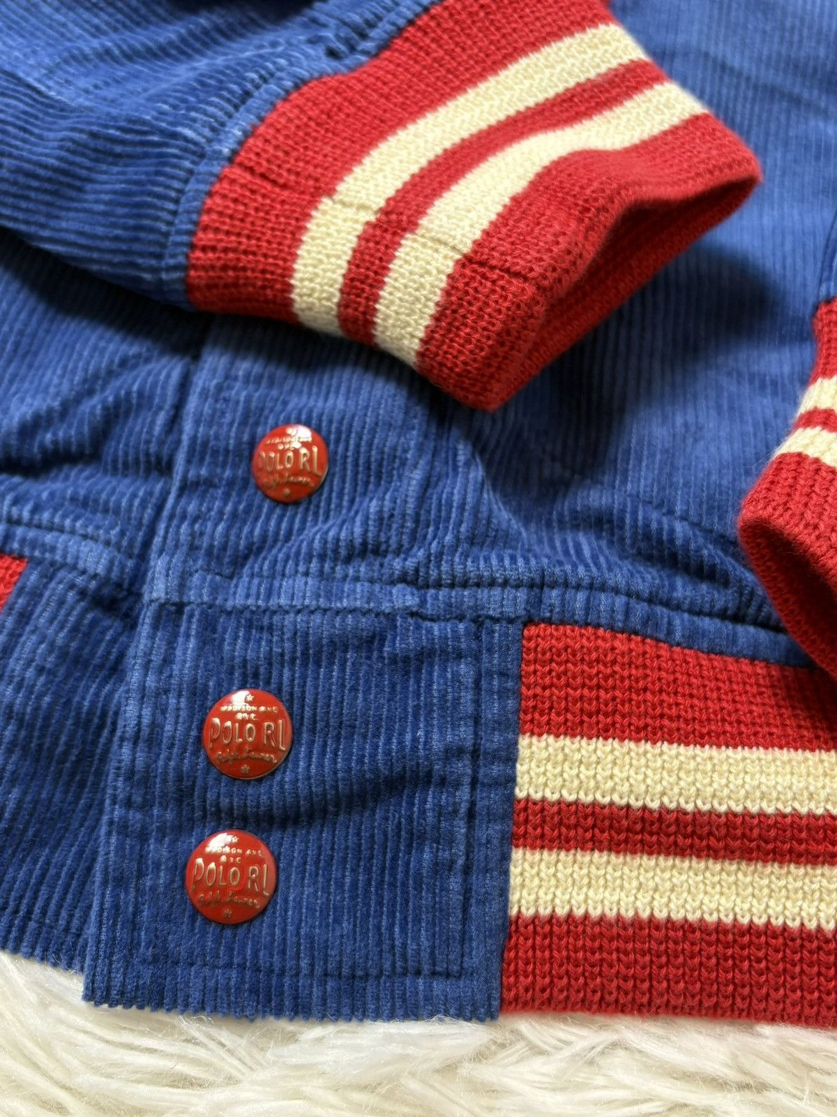 Polo Ralph Lauren Blue & Red Velvet P-Wing Varsity Jacket Ralph Lauren Men’s L Size US L / EU 52-54 / 3 - 4 Thumbnail
