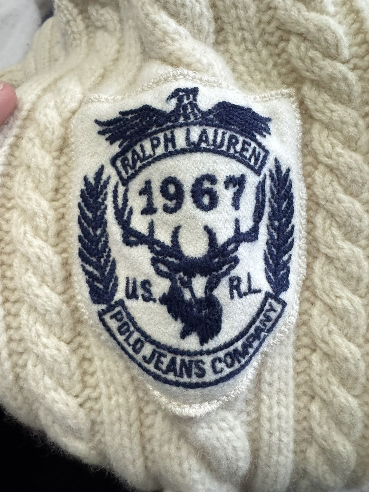 Ralph Lauren 90s Polo Jeans Company by Ralph Lauren 100% Wool Shawl Cable Size L / US 10 / IT 46 - 7 Thumbnail