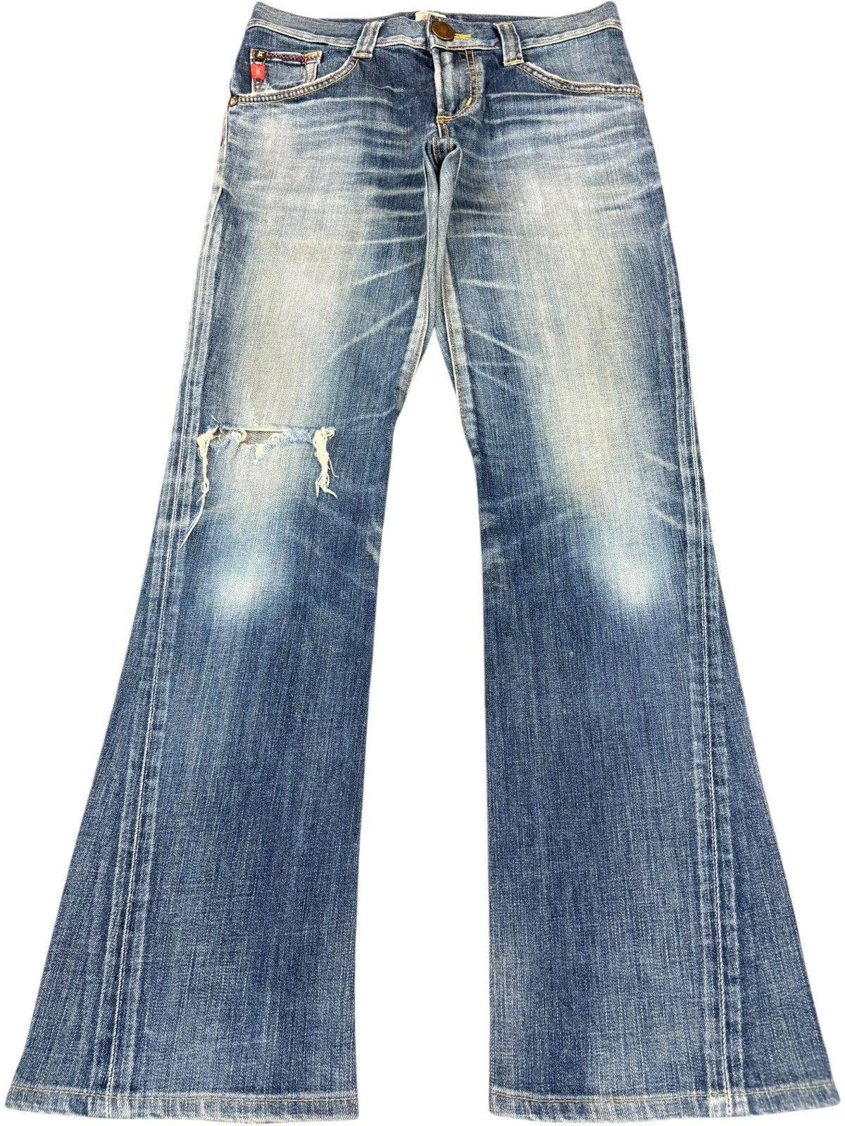 Edwin Vintage Edwin Blue Trip Buckle Back Spiral Flare Jeans Size US 30 / EU 46 - 1 Thumbnail