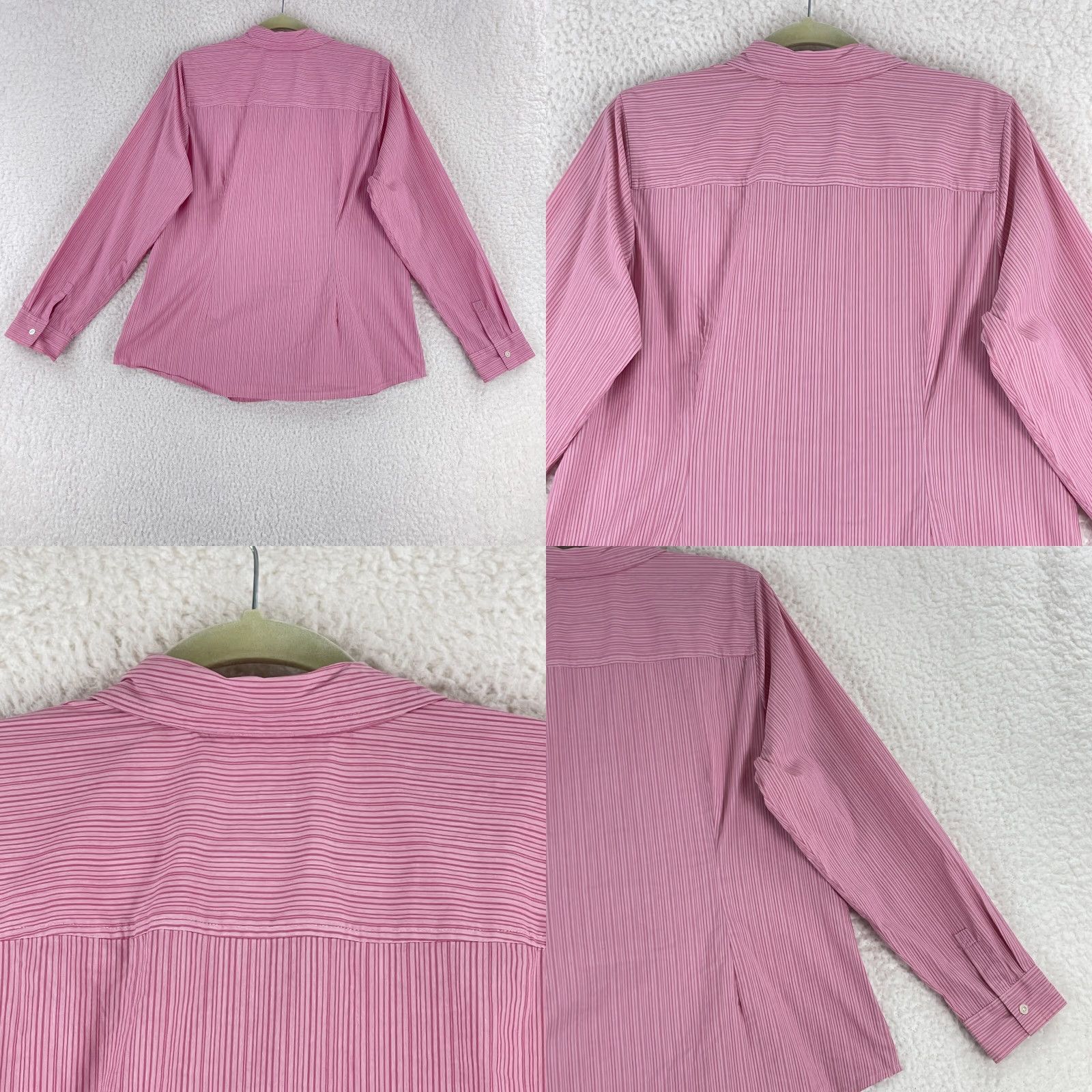 J. Jill J. Jill Shirt Womens Large Pink Stripe Button-Up Stretch Long Sleeve Casual Work Size L / US 10 / IT 46 - 9 Thumbnail