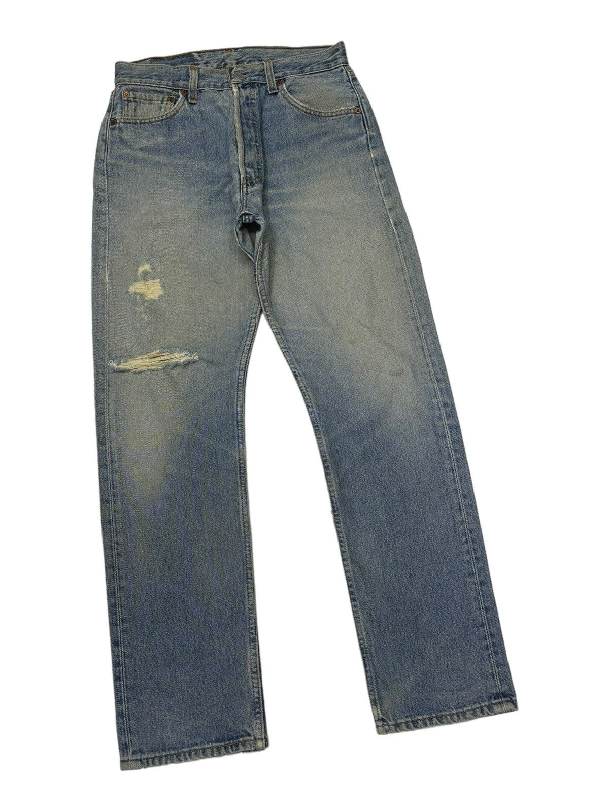 Levi's ❤️‍🔥LEVIS 501 DISTRESSED DENIM JEANS BUTTON FLY Size 28" / US 6 / IT 42 - 2 Thumbnail