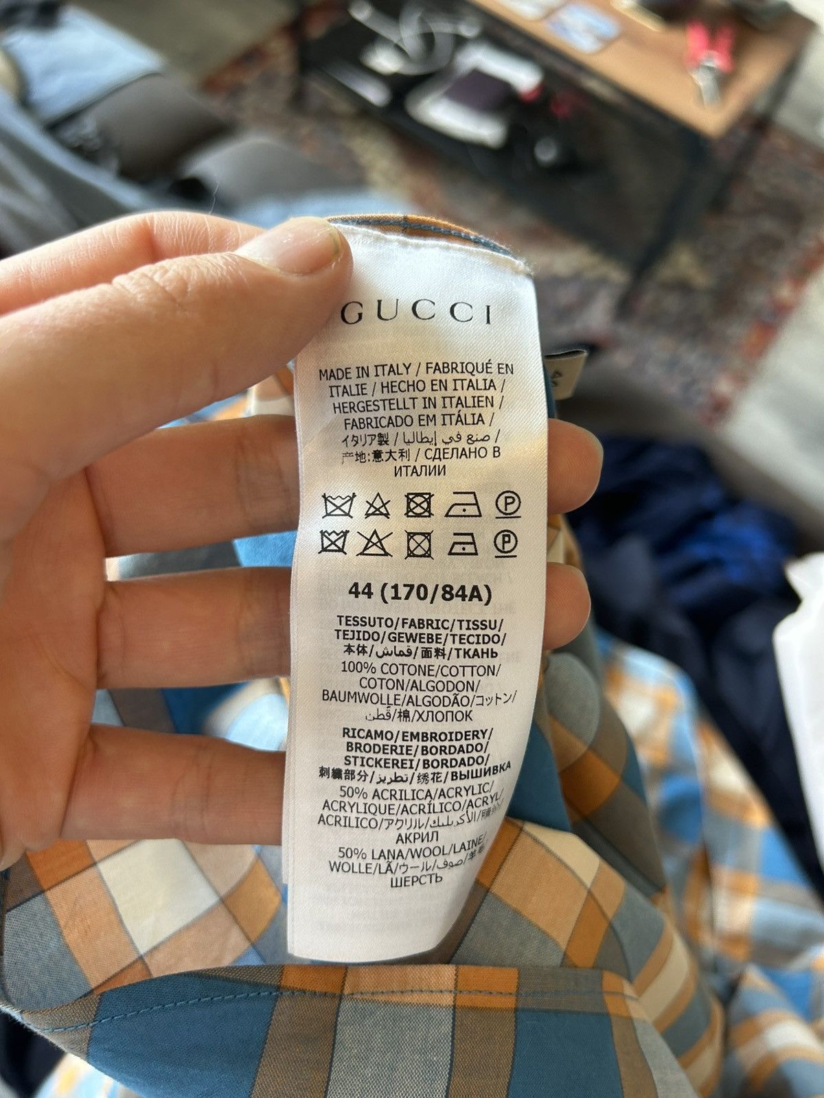 Gucci Gucci Plaid Shirt with Beaded Insect Embroidery Size US S / EU 44-46 / 1 - 7 Thumbnail