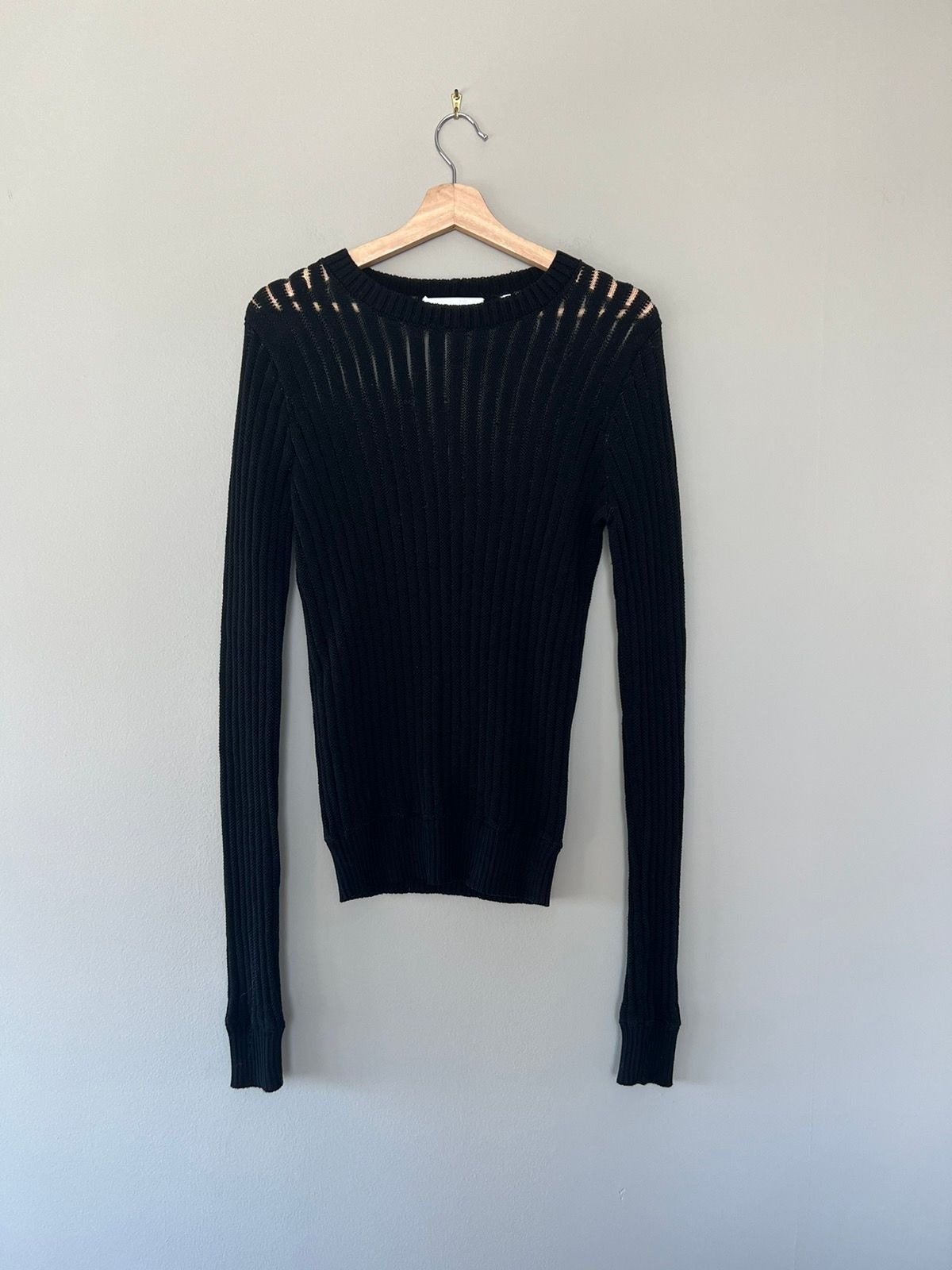Pre-owned Helmut Lang Aw98 Re-edition Semi-sheer Transparent-stripe Knit In Black