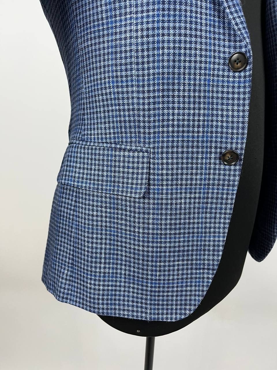 Suitsupply Suitsupply Lazio Wool Silk Linen Check Blue Blazer Size 44 Size 44R - 5 Thumbnail