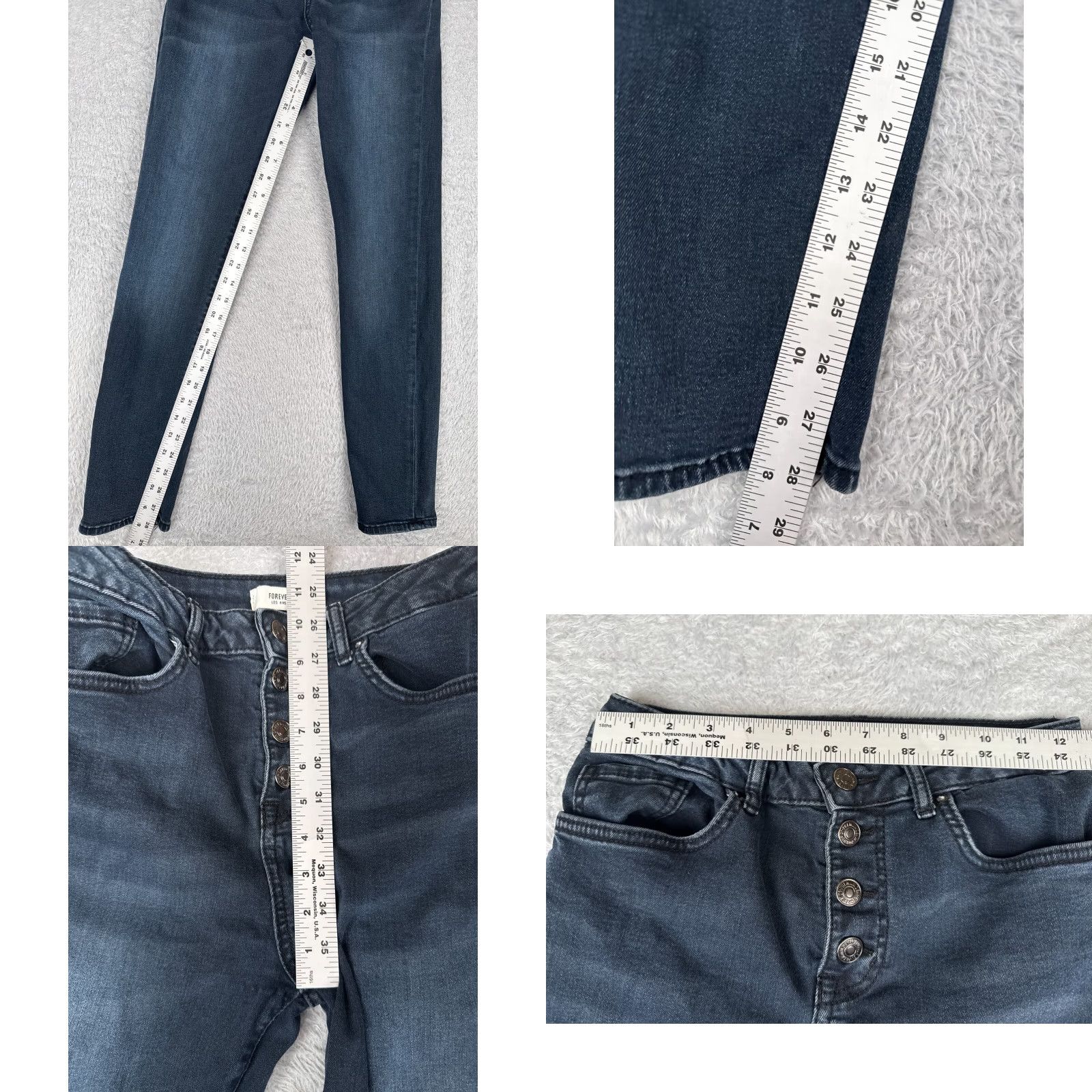 Forever 21 Forever 21 Jeans Womens 28 Blue Denim Skinny Button Fly Dark Wash Cotton 26x28 Mens? Girls? No. Size 28" / US 6 / IT 42 - 8 Thumbnail
