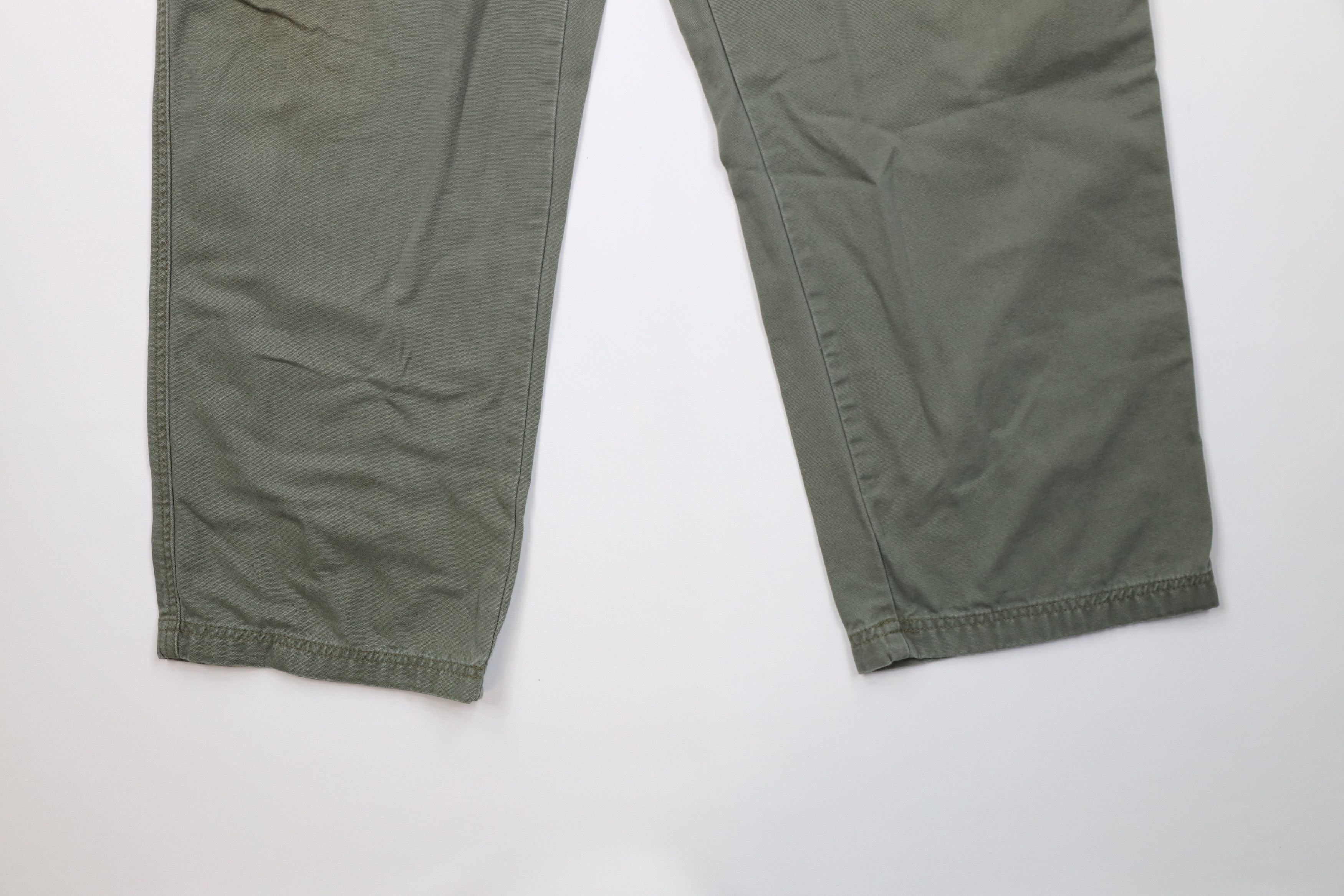 L.L. Bean Vintage LL Bean Canvas Wide Leg Cargo Pants Green Cotton Size US 40 / EU 56 - 4 Thumbnail