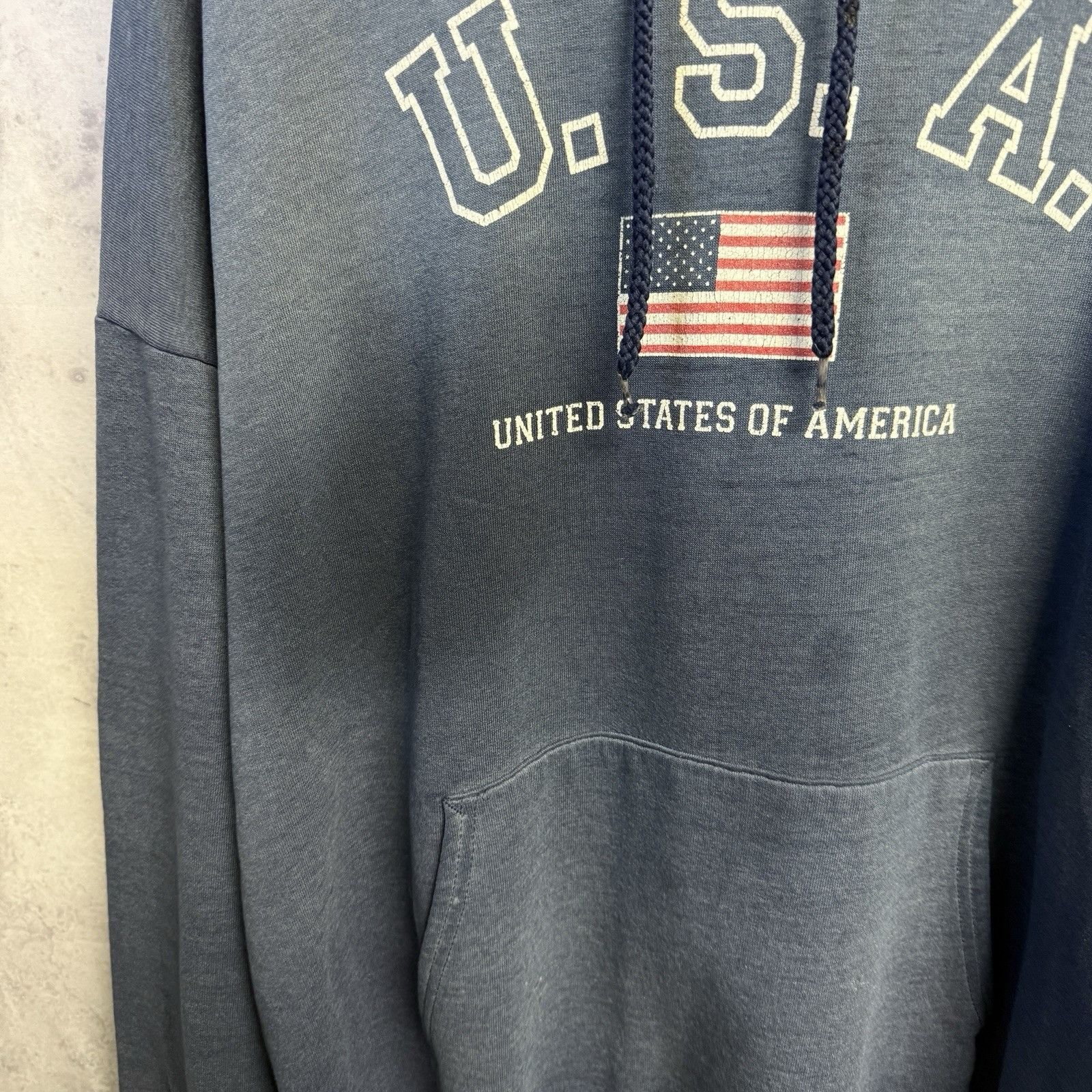 Vintage Vintage USA Hoodie Sweatshirt Mens XL 25.5x26 Faded Blue Y2K Size US XL / EU 56 / 4 - 4 Thumbnail