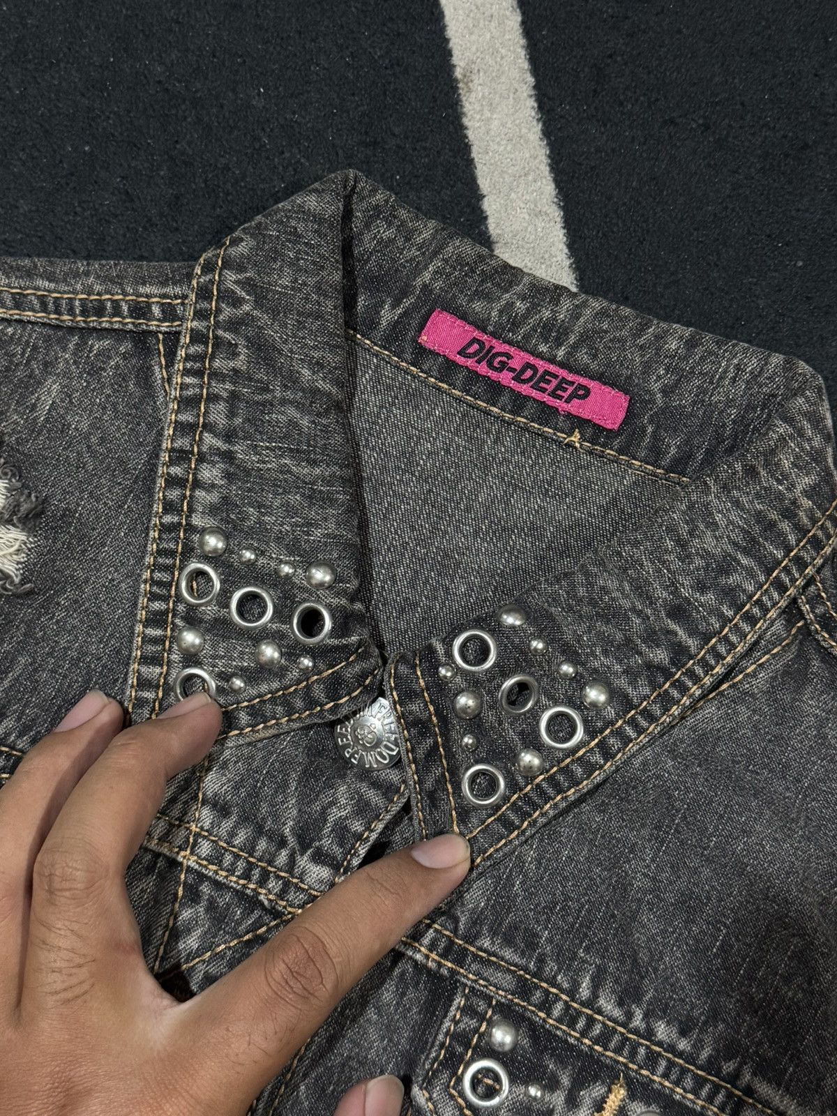If Six Was Nine Japanese Studded Ring Digdeep Denim Jacket Distressed Size US S / EU 44-46 / 1 - 5 Thumbnail