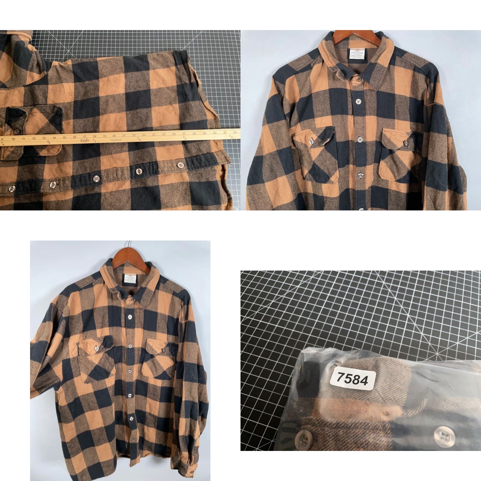 Rothco VINTAGE Rothco Men's Flannel Shirt 4XL Long Sleeve Button-Up Casual Workwear Brown Plaid Winter Size US XXL / EU 58 / 5 - 8 Thumbnail
