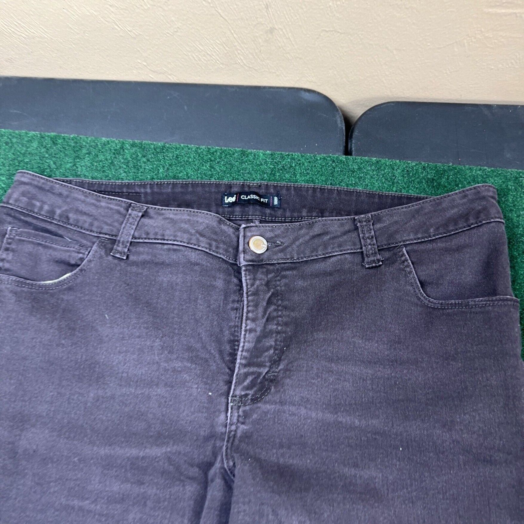 Lee Lee Womens Plus Brown At the Waist Straight Leg Denim Pants Sz 18W Medium 37x28 Size 40" / US 18 - 2 Thumbnail