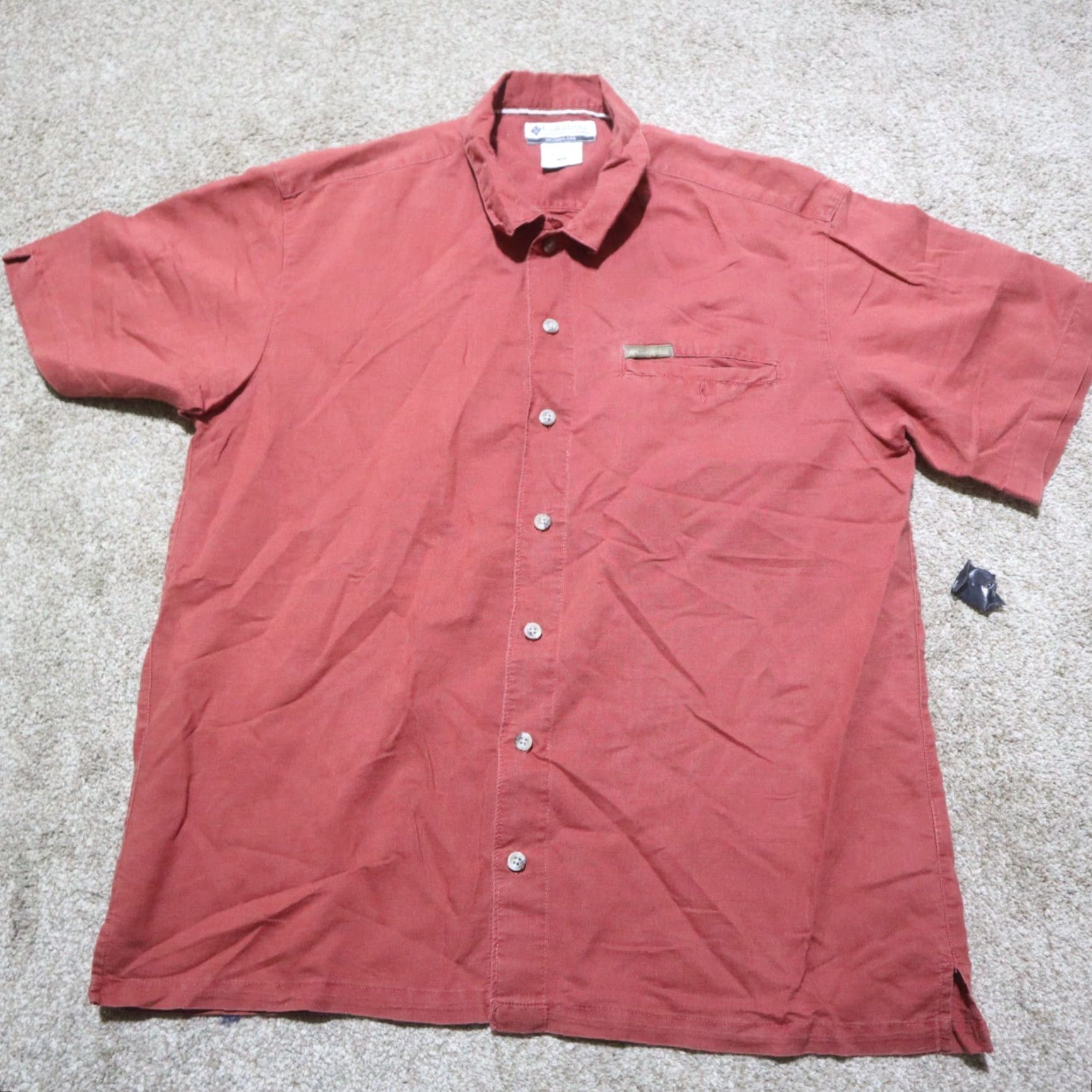 Vintage Columbia Shirt Button-Up Short Sleeve Adult M Red Size US M / EU 48-50 / 2 - 2 Thumbnail
