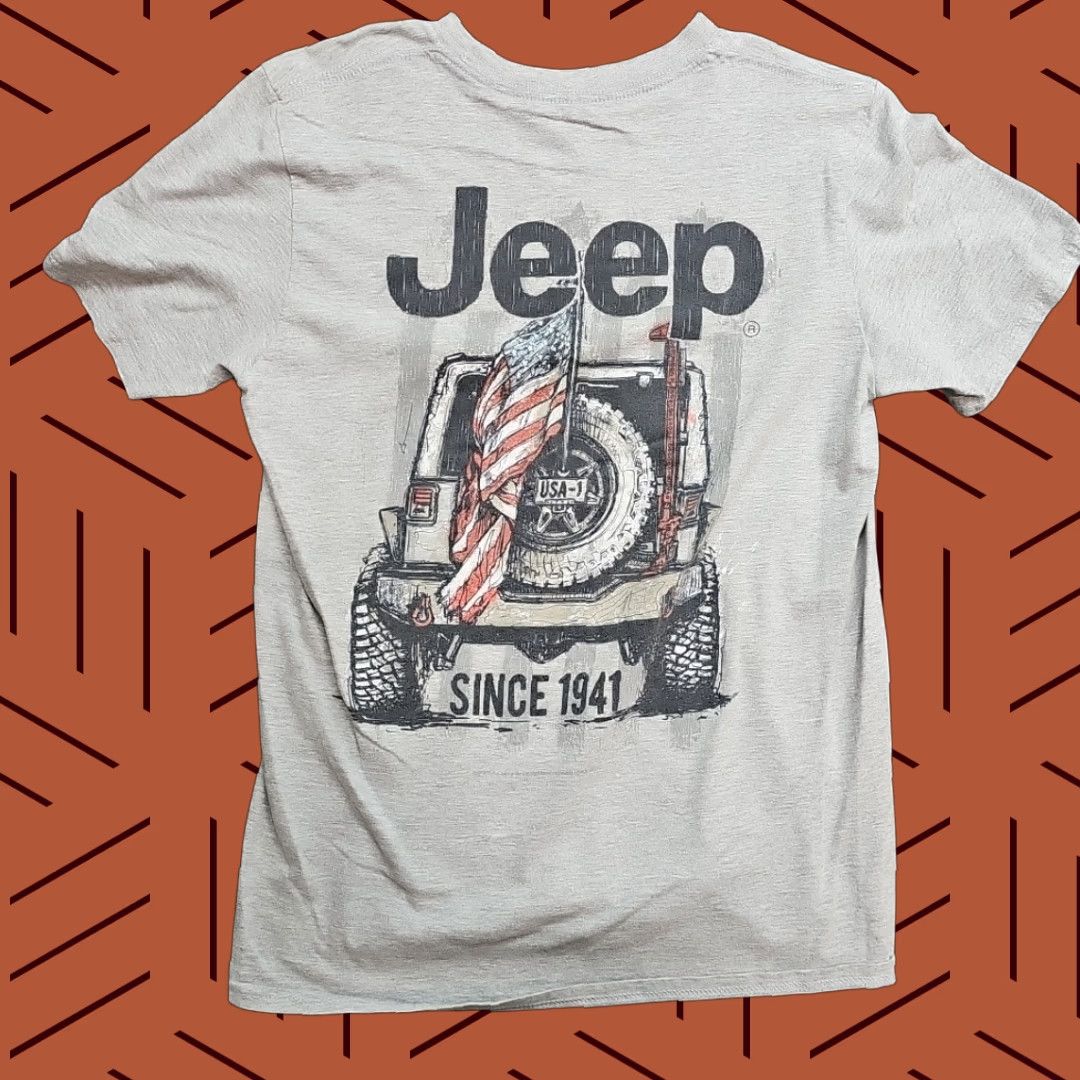 Jeep Jeep USA T-shirt Men MD Tee Shirt Back Print Gray Shirt Tee Regular Medium White? Size US M / EU 48-50 / 2 - 1 Thumbnail