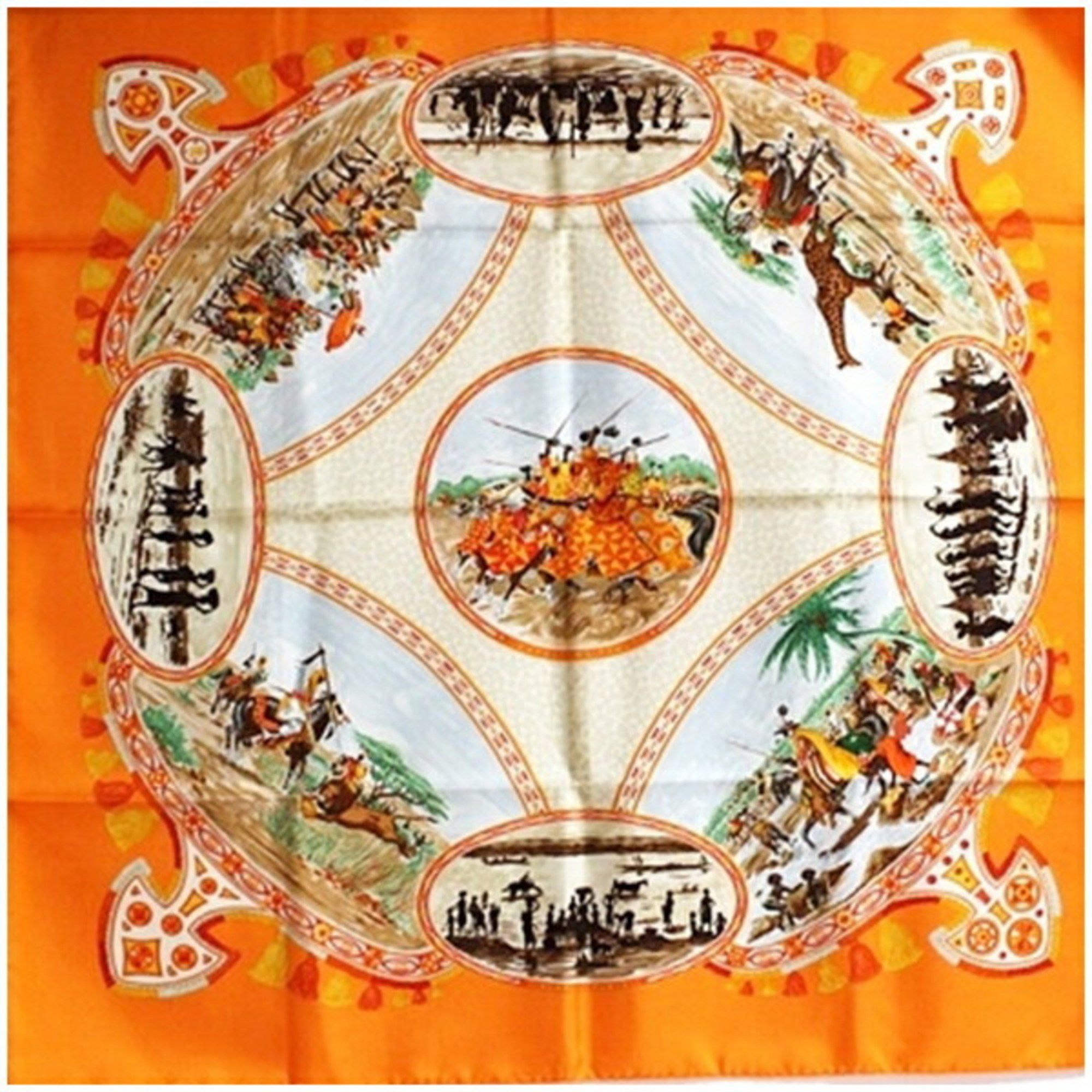 Hermes Hermes scarf muffler Carré 90 CAVALIERS PEULS Pool tribe riders HERMES women's Size ONE SIZE - 1 Thumbnail