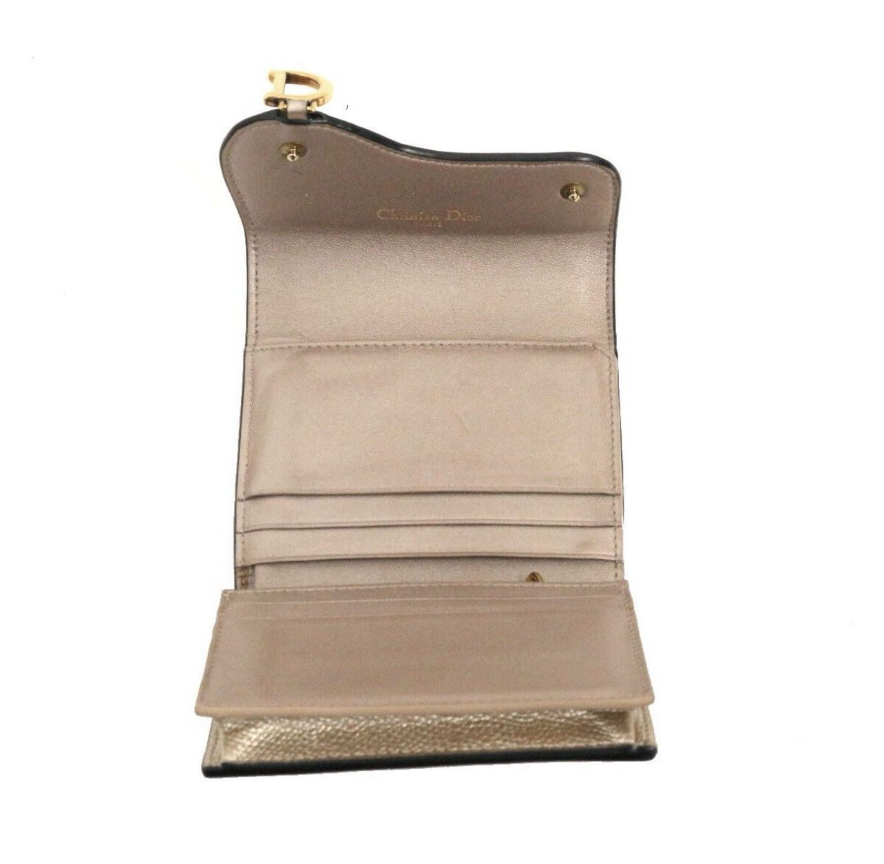 Dior Christian Dior Metallic Gold Grained Calfskin Saddle Lotus W Size ONE SIZE - 5 Thumbnail