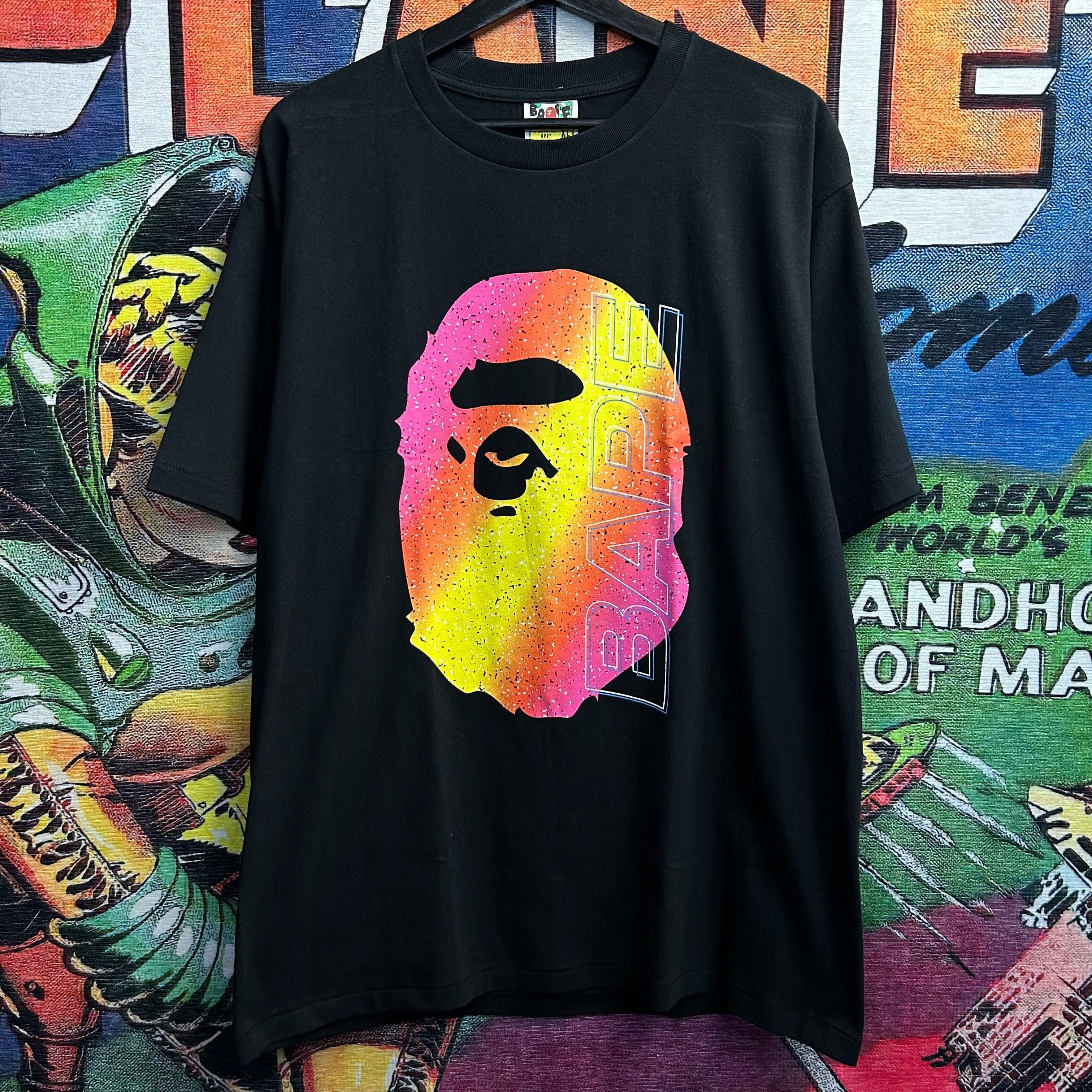 image of Bape Electro Neon Ape Head Tee Size XL in Black, Men's