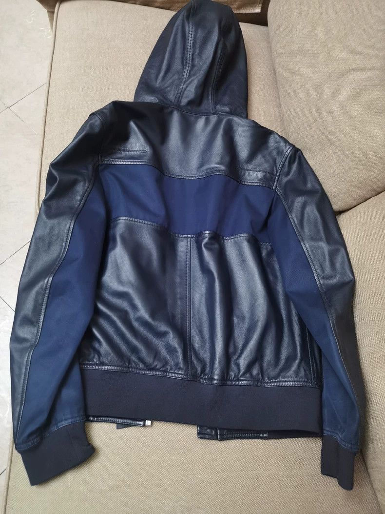 Dior Dior Homme Blue Leather Jacket with Hood Size US XL / EU 56 / 4 - 2 Thumbnail
