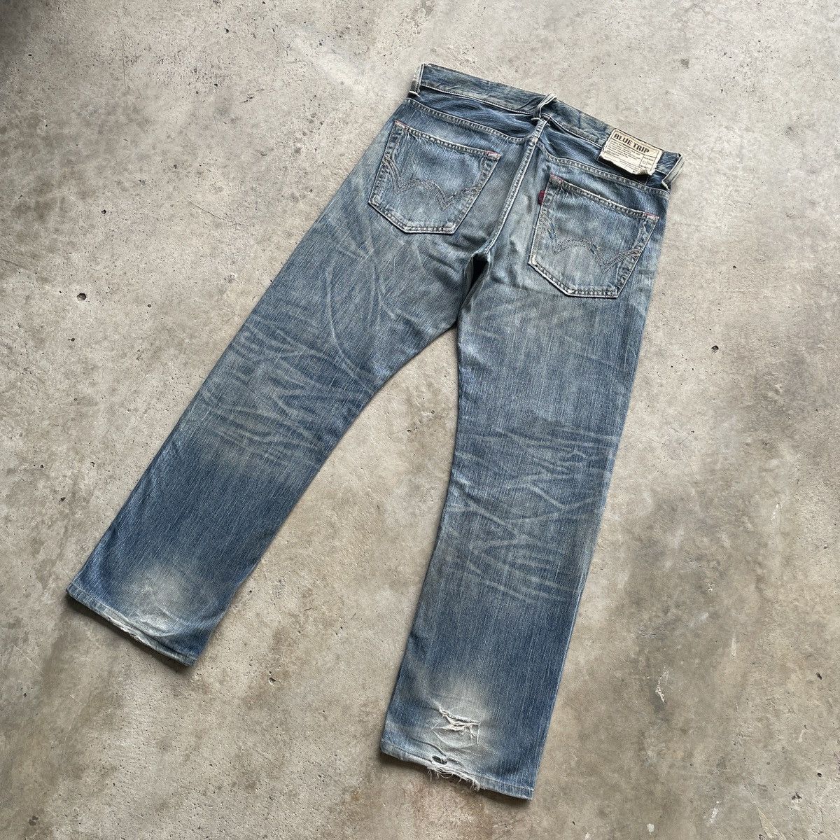 Japanese Brand W37 Vintage Edwin Faded Distressed Jeans Baggy Denim Pants Size US 37 - 12 Thumbnail