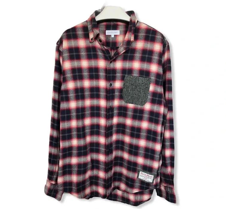 Harris Tweed Harris Tweed X Closshi Plaid Tartan Flannel Shirt 👕 Size US M / EU 48-50 / 2 - 1 Thumbnail