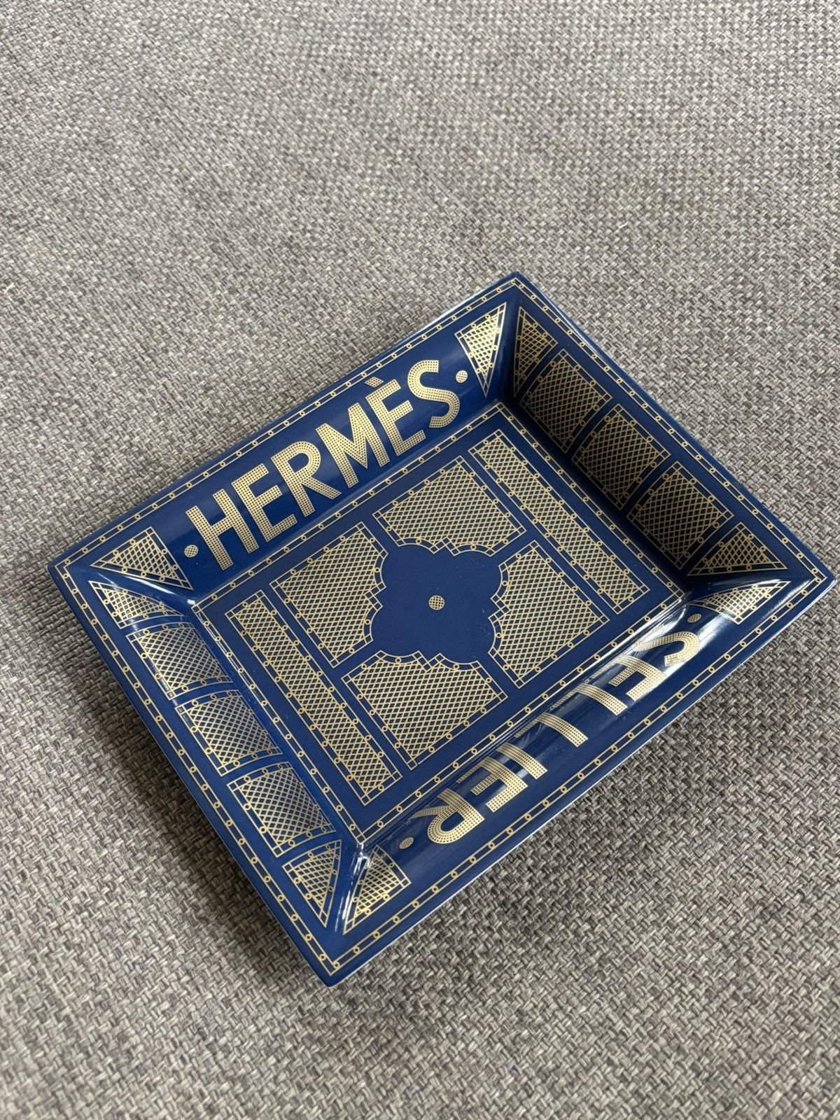 Hermes Hermes Blue & Gold Porcelain Sellier Tray Size ONE SIZE - 8 Thumbnail