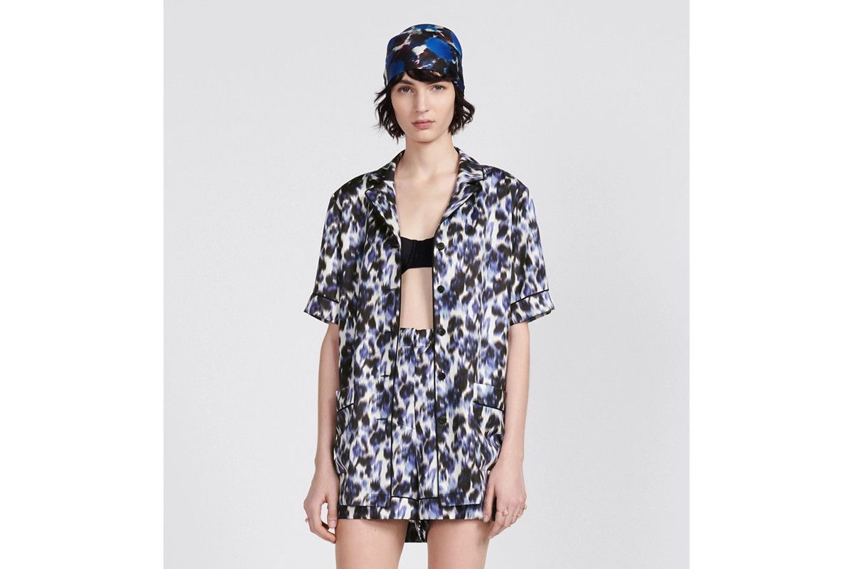 Dior o1bcso1str0225 Short-Sleeved Shirt in Ivory/Deep Blue Size M / US 6-8 / IT 42-44 - 4 Thumbnail