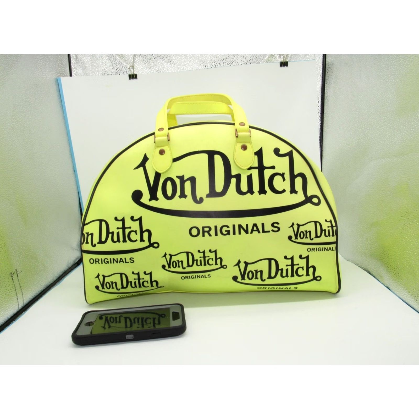 Von Dutch VINTAGE Von Dutch Hand Bag Yellow Satchel/Top Handle Bag Bowling 80s Designer Womens Mini Bag Size ONE SIZE - 4 Thumbnail