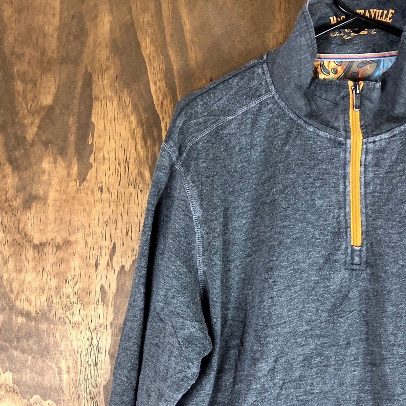 Vintage Margaritaville Mens Sweater Charcoal Gray 1/4 Zip Long Sleeve Large Size US L / EU 52-54 / 3 - 4 Thumbnail