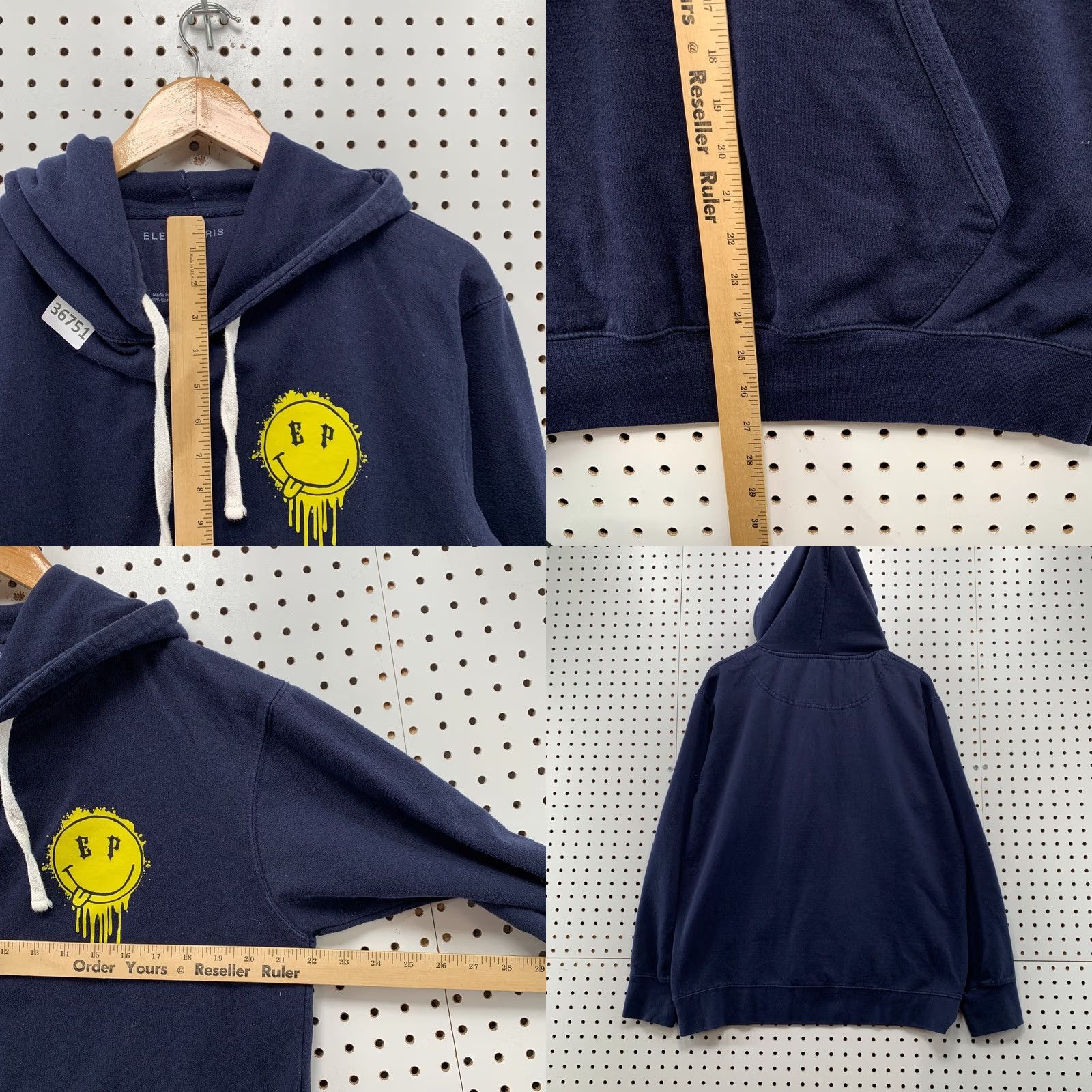 Eleven Paris Eleven Paris Smiley Face Hoodie Sweatshirt Mens Large Blue Yellow 22x27 Size US L / EU 52-54 / 3 - 8 Thumbnail
