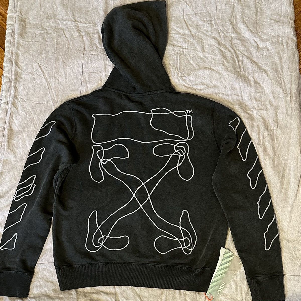 Off-White OFF-WHITE Abstract Arrows Embroidered Hoodie Black/White Size US L / EU 52-54 / 3 - 2 Thumbnail