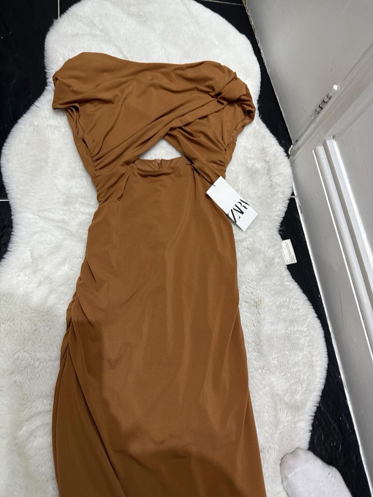 Zara ZARA Mustard Dress Maxi With Open Front Size S / US 4 / IT 40 - 5 Thumbnail