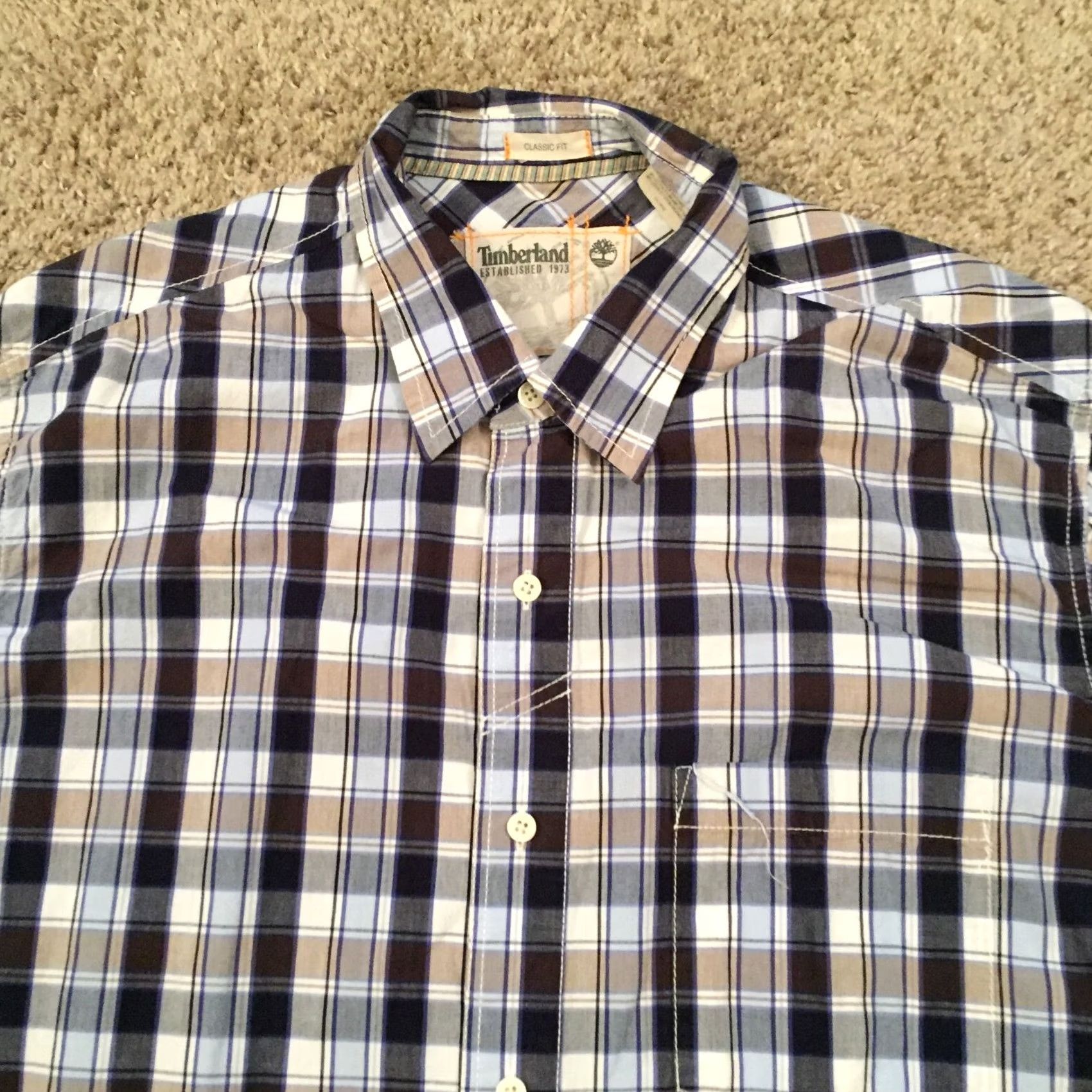 Timberland Timberland Button-Up Shirt Mens XL Long Sleeve Blue Plaid Classic Fit Size US XL / EU 56 / 4 - 3 Thumbnail