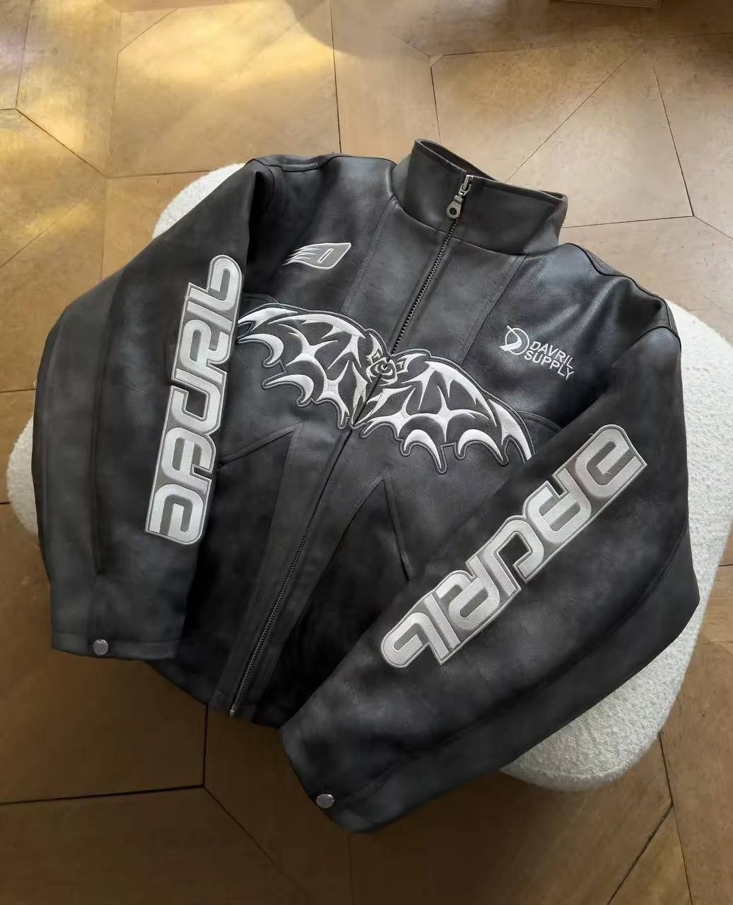 Japanese Brand × Vintage street leather jacket with graphic bat prints Size US XL / EU 56 / 4 - 5 Thumbnail