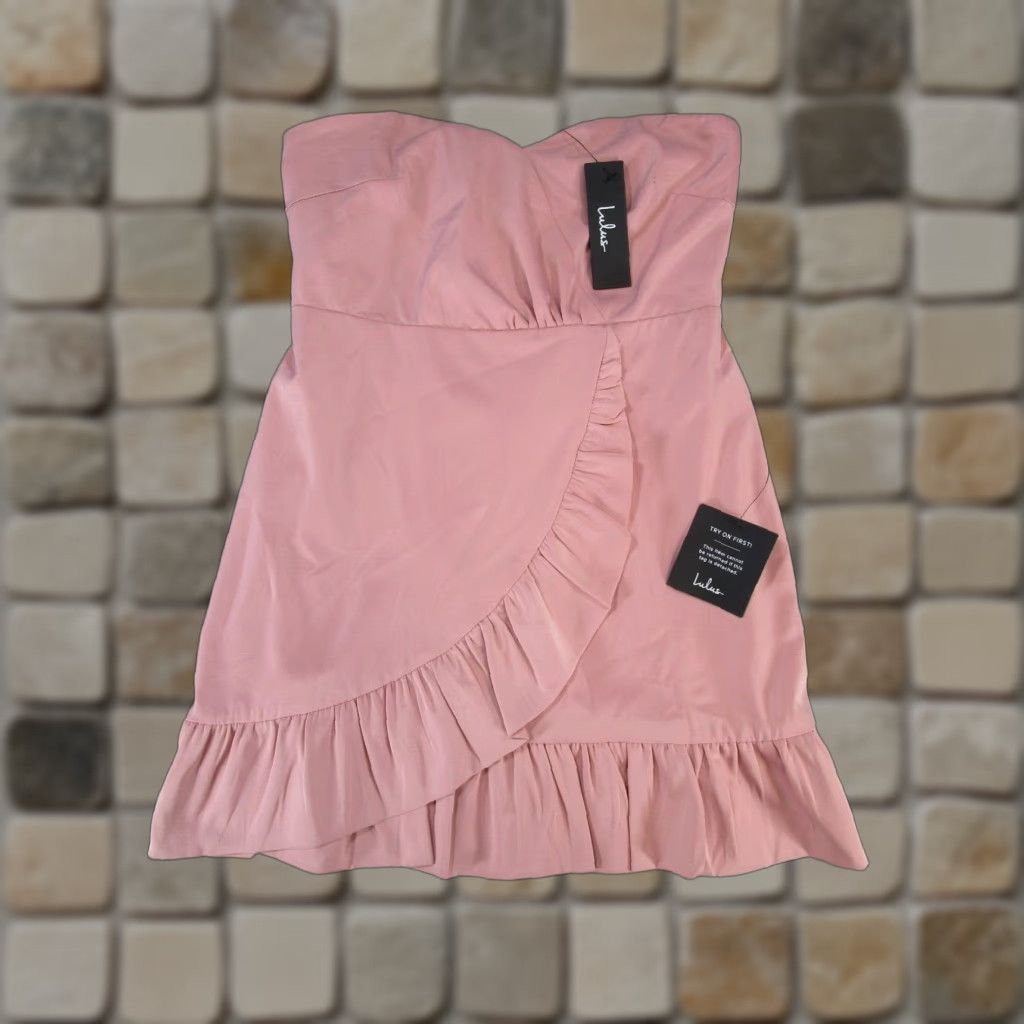 Lulus VINTAGE Lulus Skirt Women S Pink Ruffle Short Solid Polyester Pencil Style Womens - 90s-? Size 28" / US 6 / IT 42 - 1 Thumbnail
