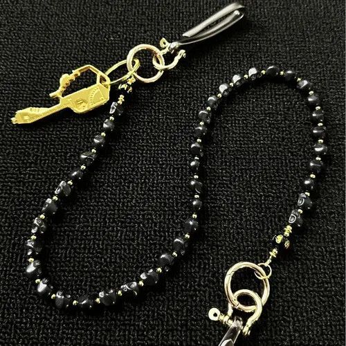 Jewelry Black Beaded Keychain Chain for Men, Stylish Accessory Size ONE SIZE - 2 Thumbnail
