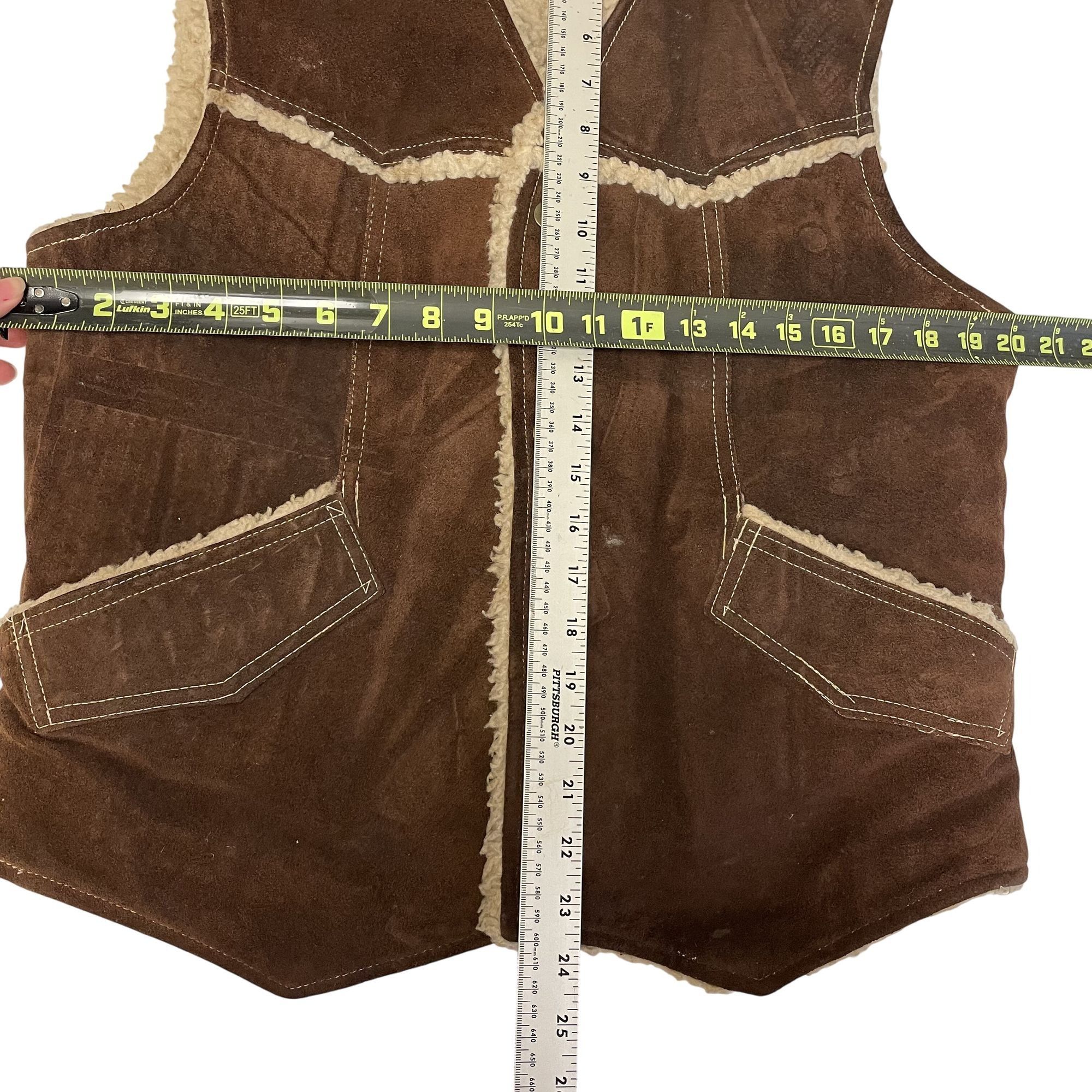 Genuine Leather Vtg HEAVY Suede Cowboy Western Waistcoat Sherpa Snap Vest Size US M / EU 48-50 / 2 - 7 Thumbnail