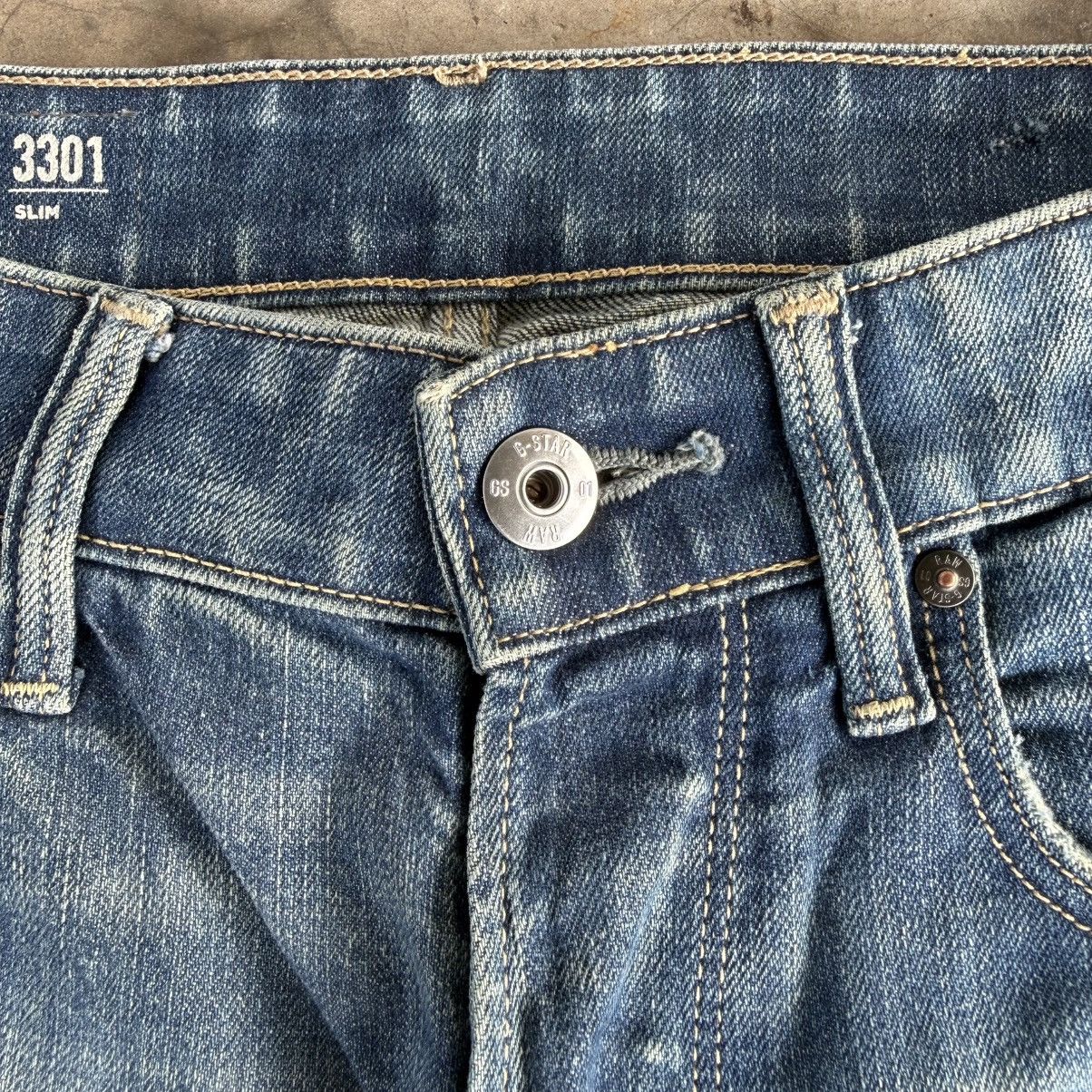 G-Star W29x29.5 Vintage G Star Button Fly Faded Ripped Denim Jean Size US 29 - 6 Thumbnail