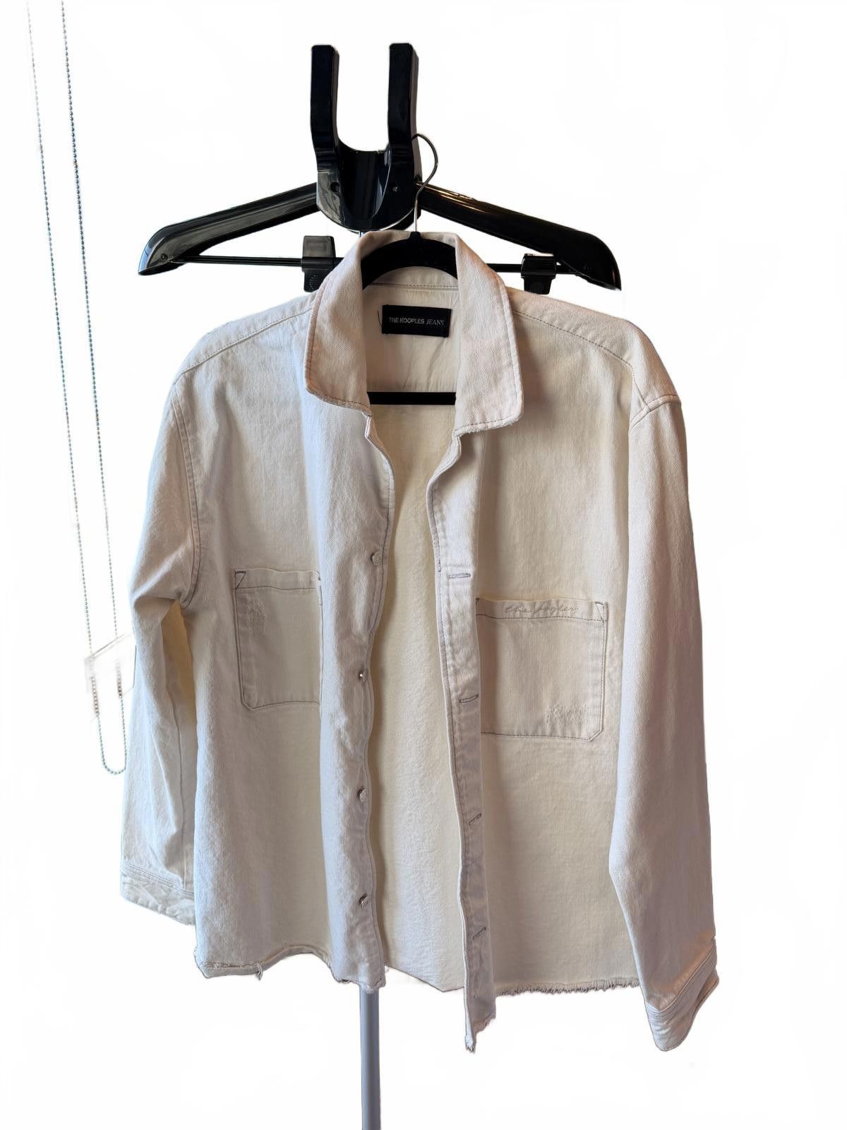 Other The Kooples Jeans White Denim Shirt Jacket Size ONE SIZE - 1 Thumbnail