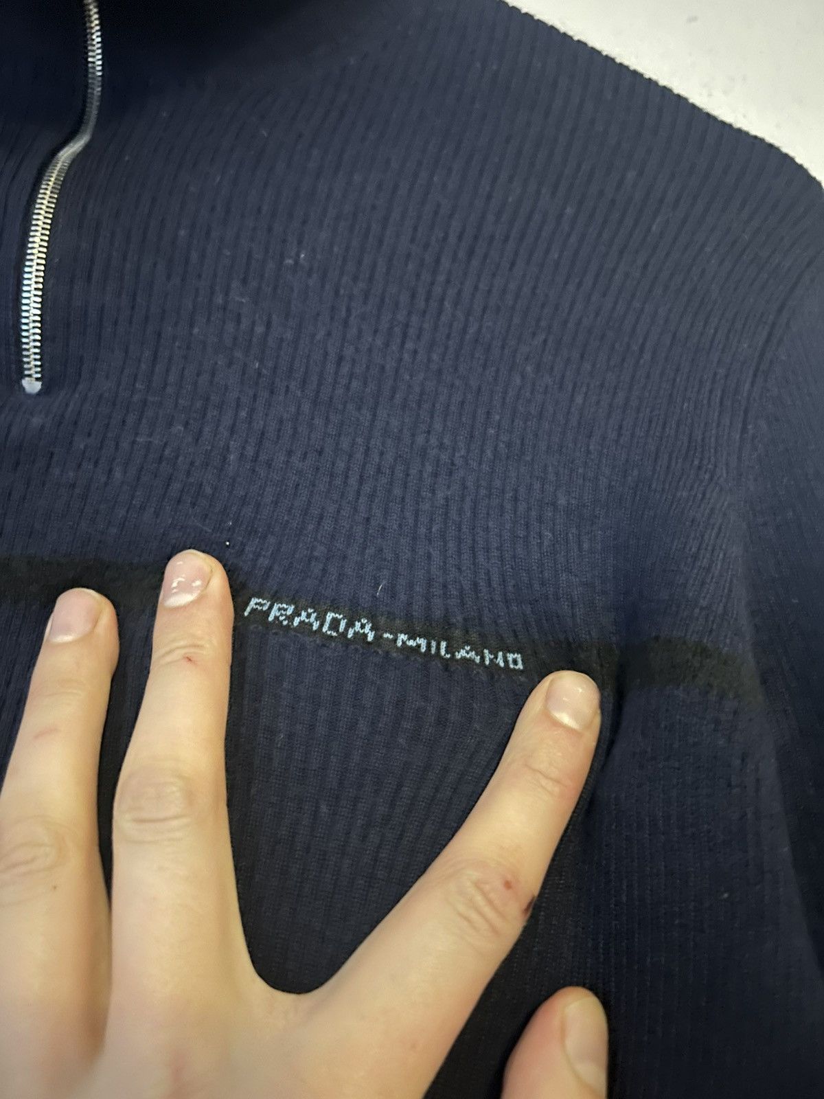 Prada Prada Milano Navy Wool Half-Zip Sweater Size XL / US 12-14 / IT 48-50 - 6 Thumbnail