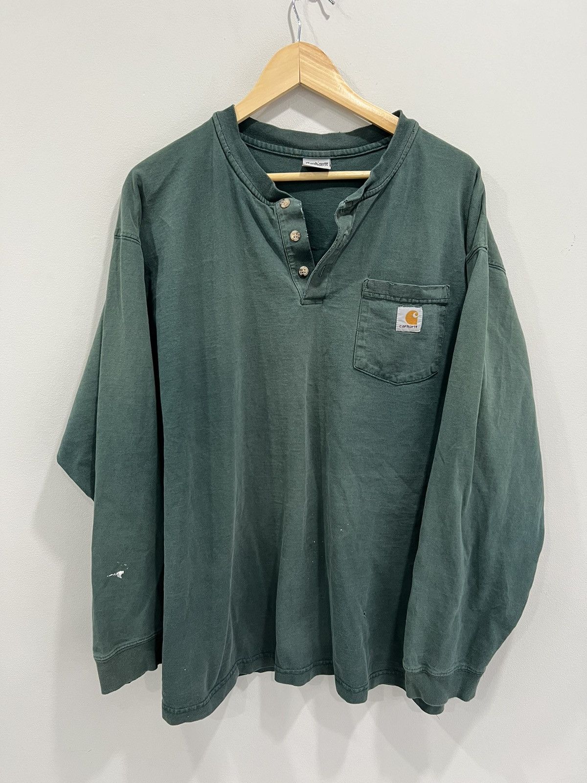 Carhartt Vintage Carhartt Henley Shirt forest green faded Size US XL / EU 56 / 4 - 1 Thumbnail