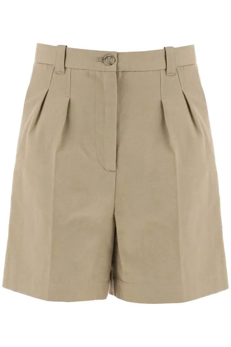 Image of A P C O1S22I1N0324 Linen Nola Shorts In Beige, Women's (Size 38)