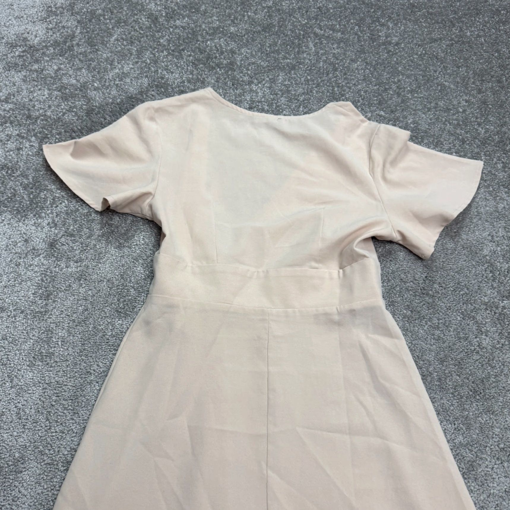 Nasty Gal Nasty Gal Collection Wrapped Midi Dress Womens 4 Beige Flutter Sleeve V-Neck Dress Size S / US 4 / IT 40 - 4 Thumbnail
