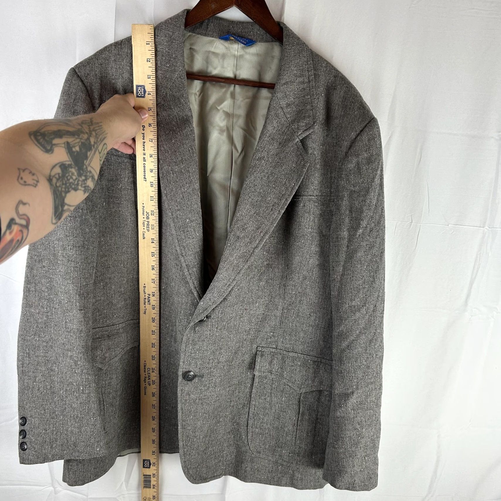 Pendleton VINTAGE Pendleton Sport Coat Mens 48 Gray Wool Tweed Patch Pocket Blazer USA Size 48R - 6 Thumbnail